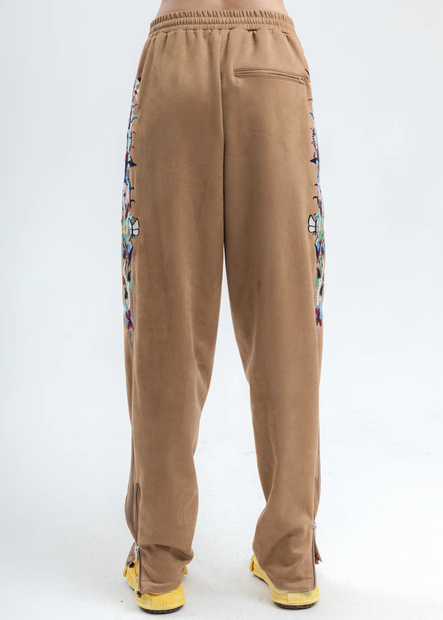 Camel Chaos Embroidery Suede Track Pants - Image 4