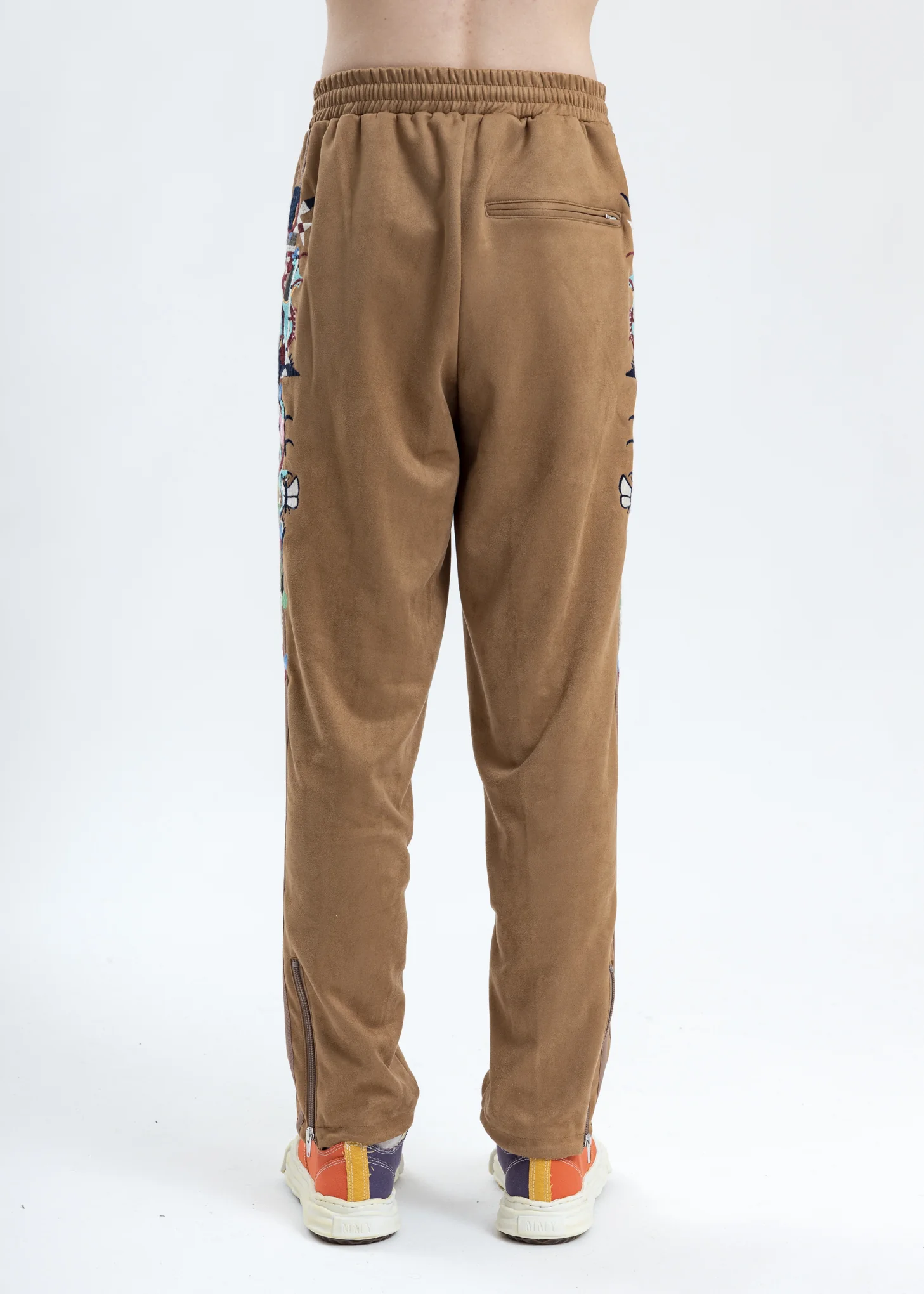 Camel Chaos Embroidery Suede Track Pants - Image 4