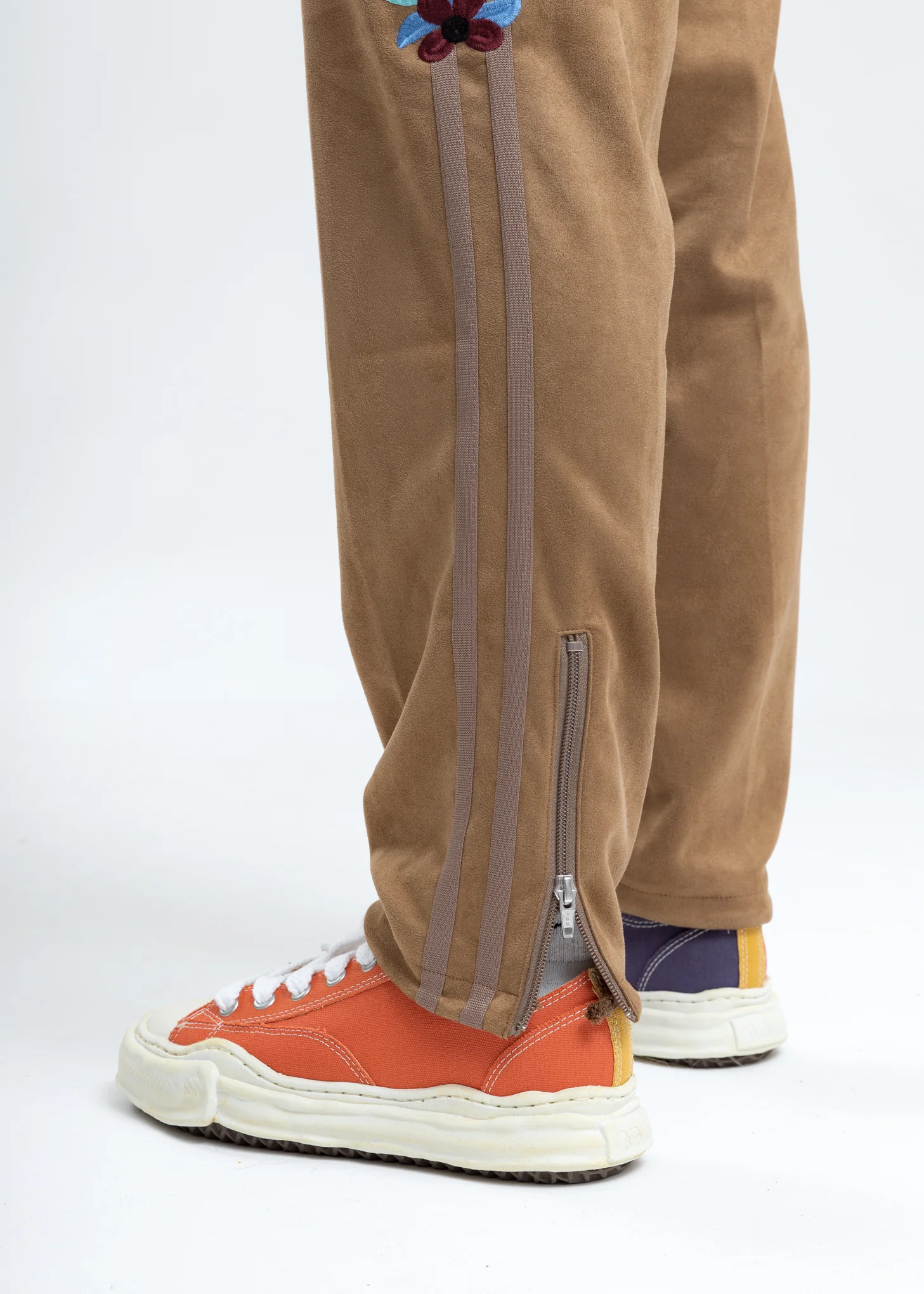Camel Chaos Embroidery Suede Track Pants - Image 5
