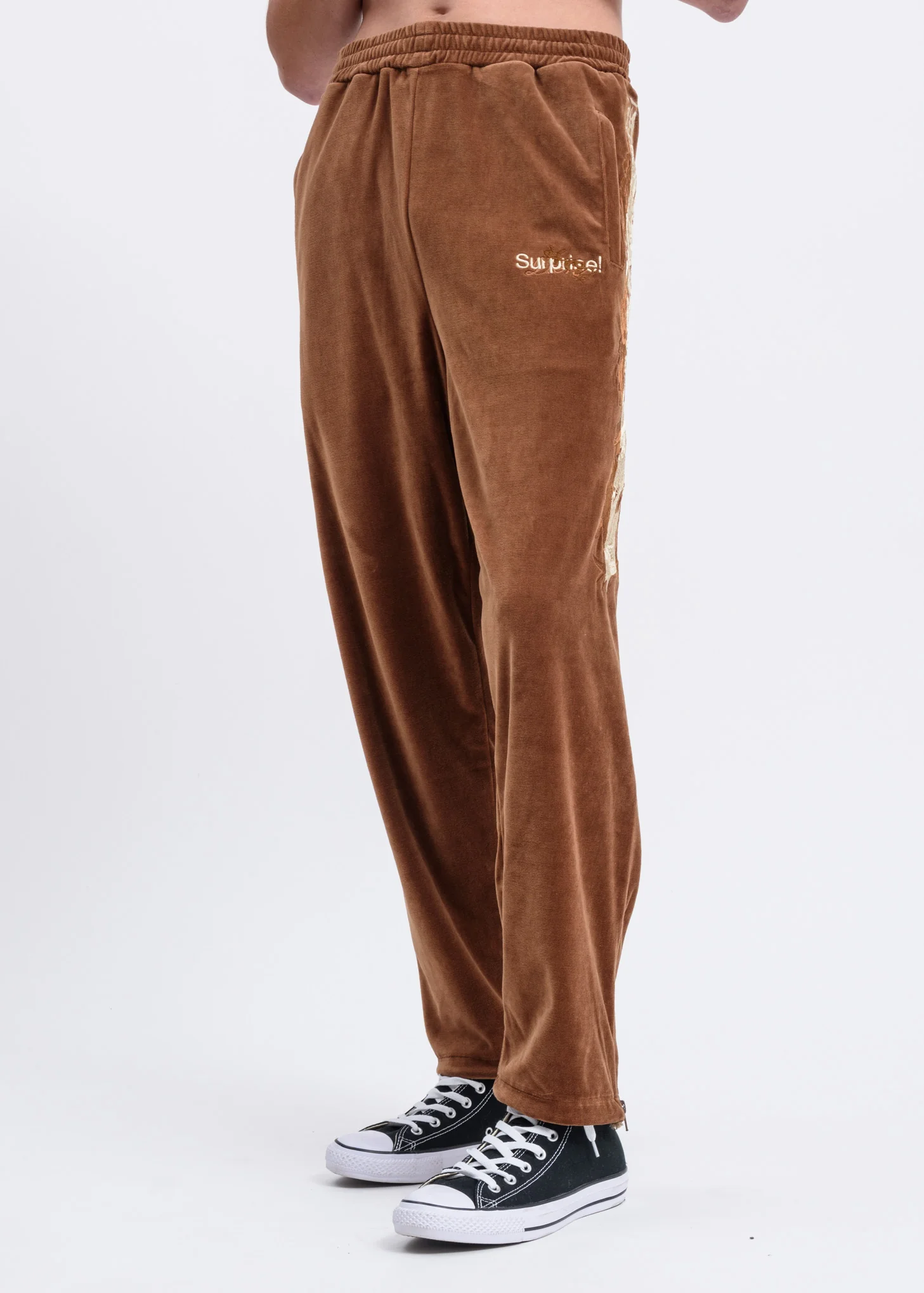 Camel Lined Chaos Embroidery Track Pants