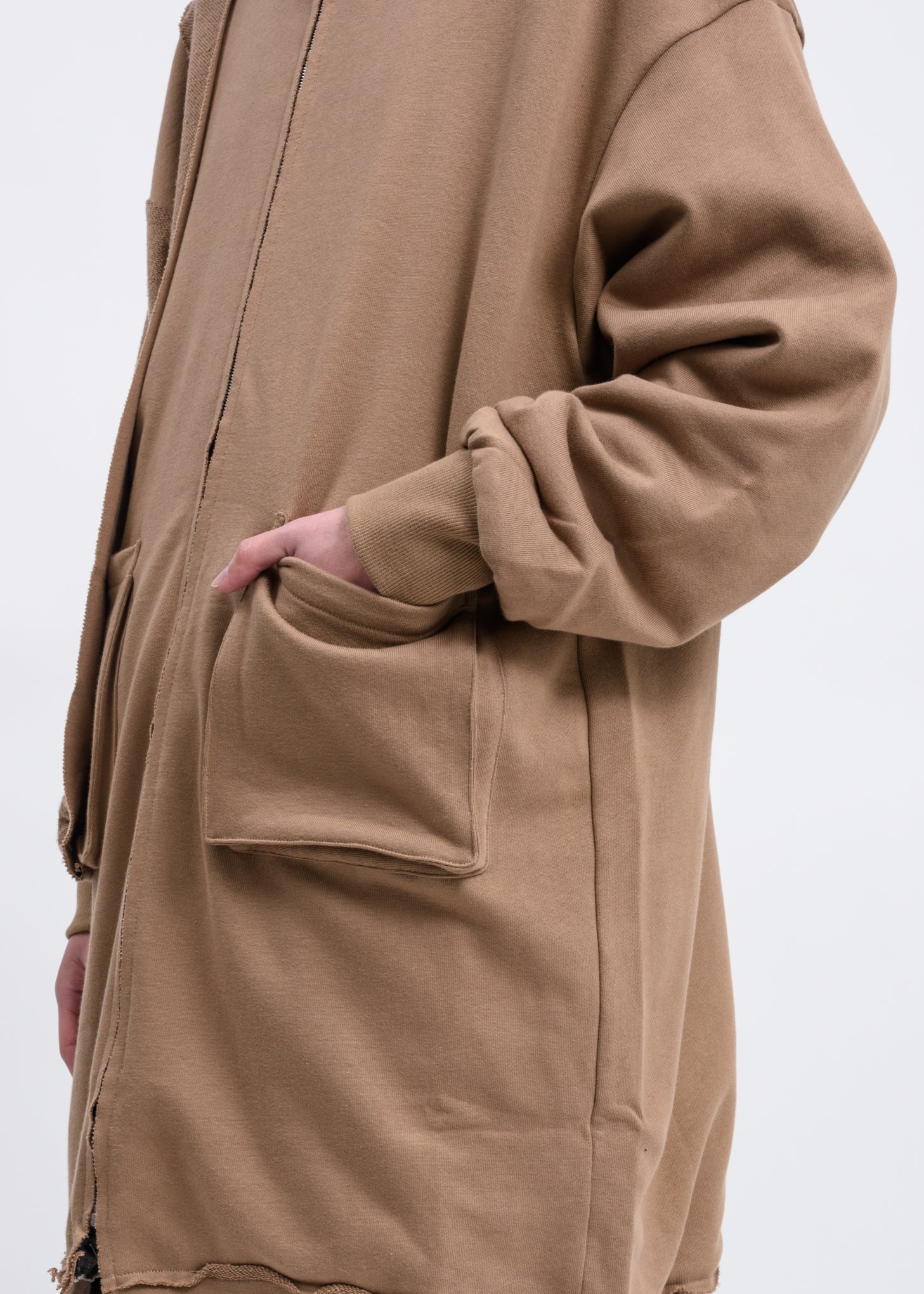 Camel Reversible Long Zip Up Hoodie - Image 4