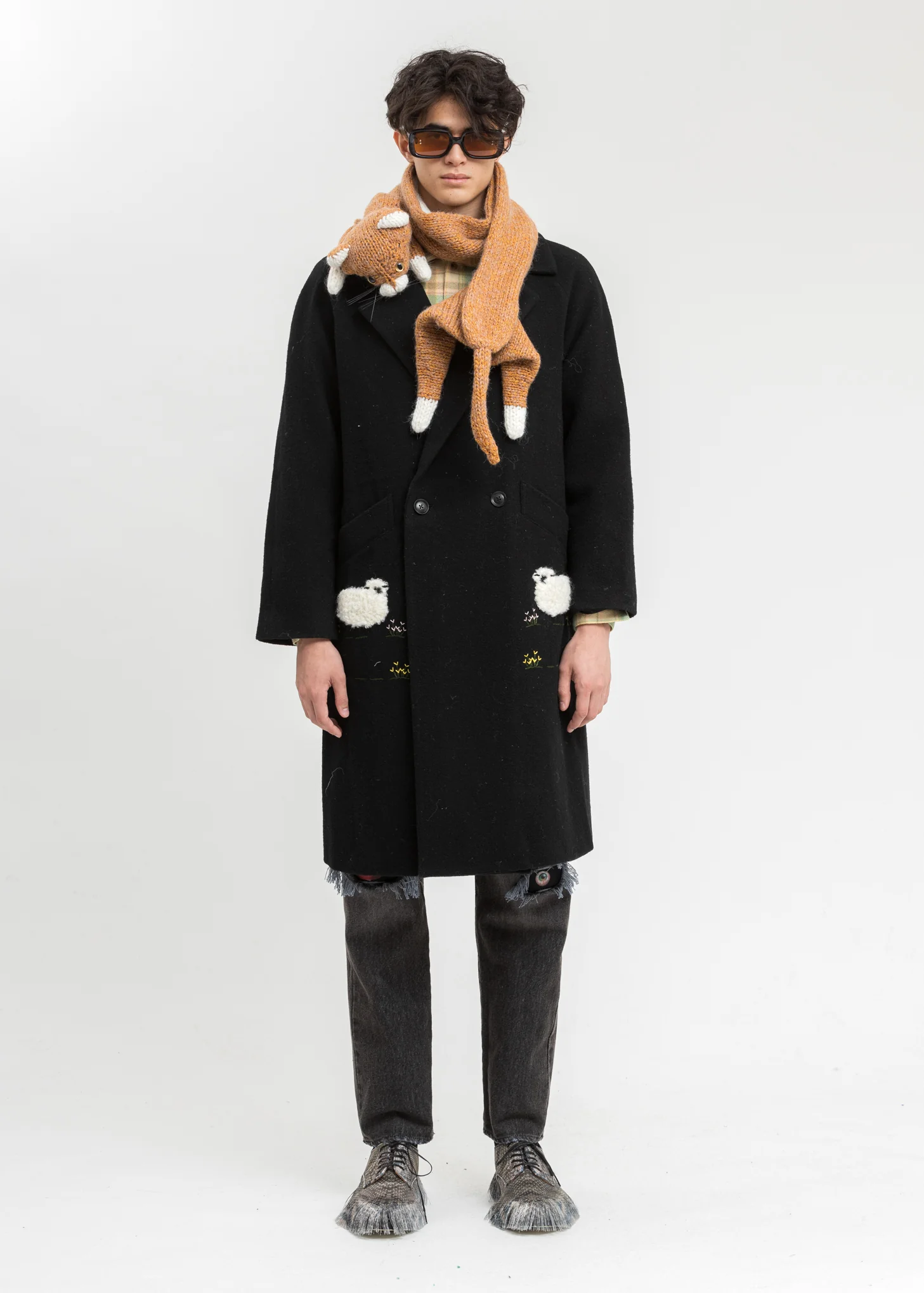 Camel Stuffed Cat Hand-Knitting Scarf - Image 5