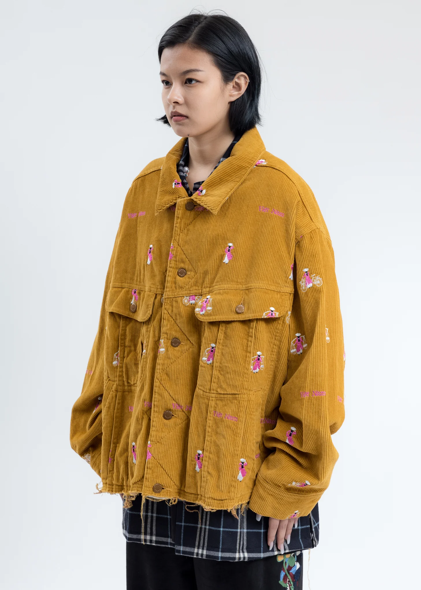 Camel Vietnam Embroidery Courduroy Jacket - Image 3