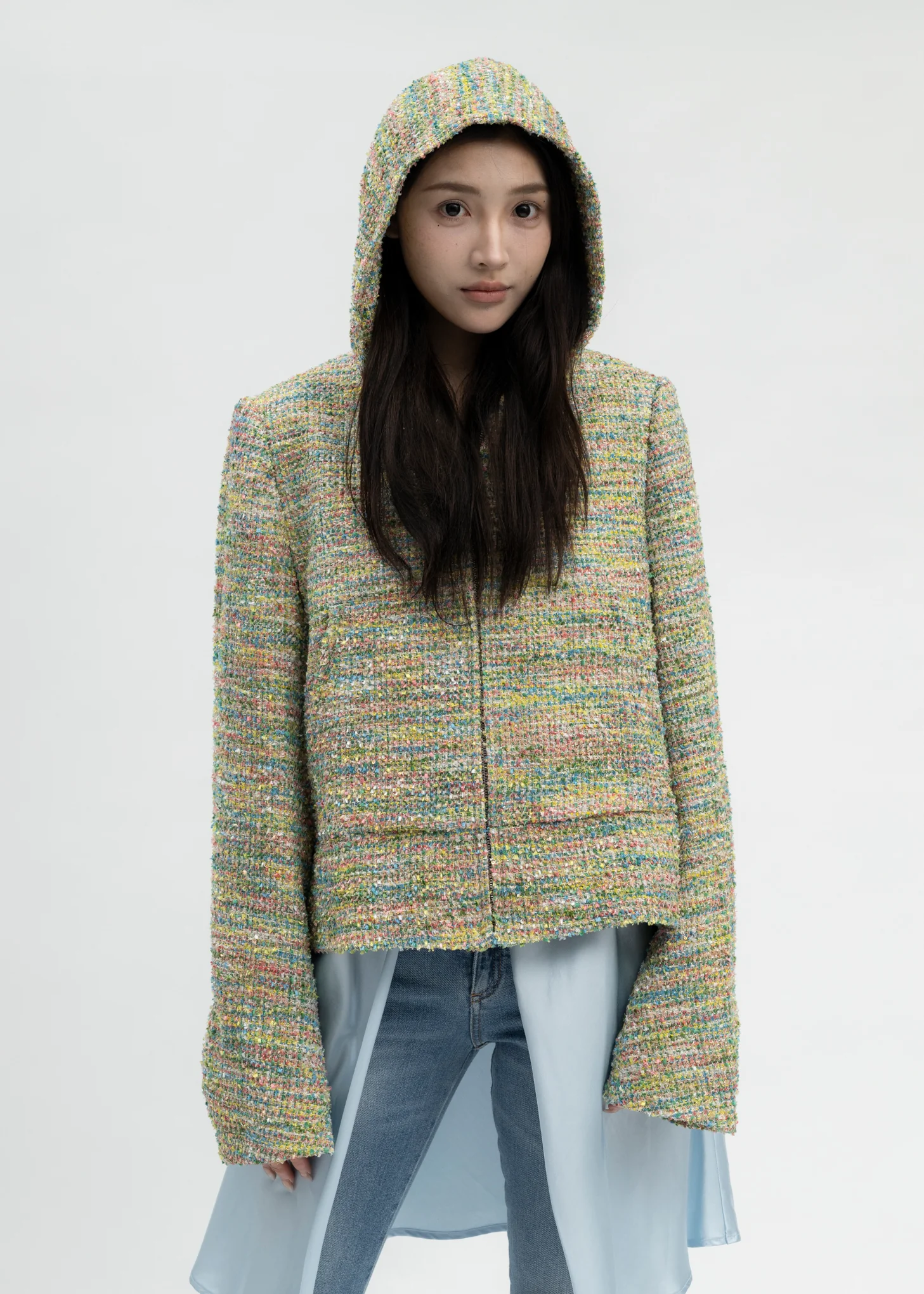 CANDY TWEED ZIP-UP HOODIE