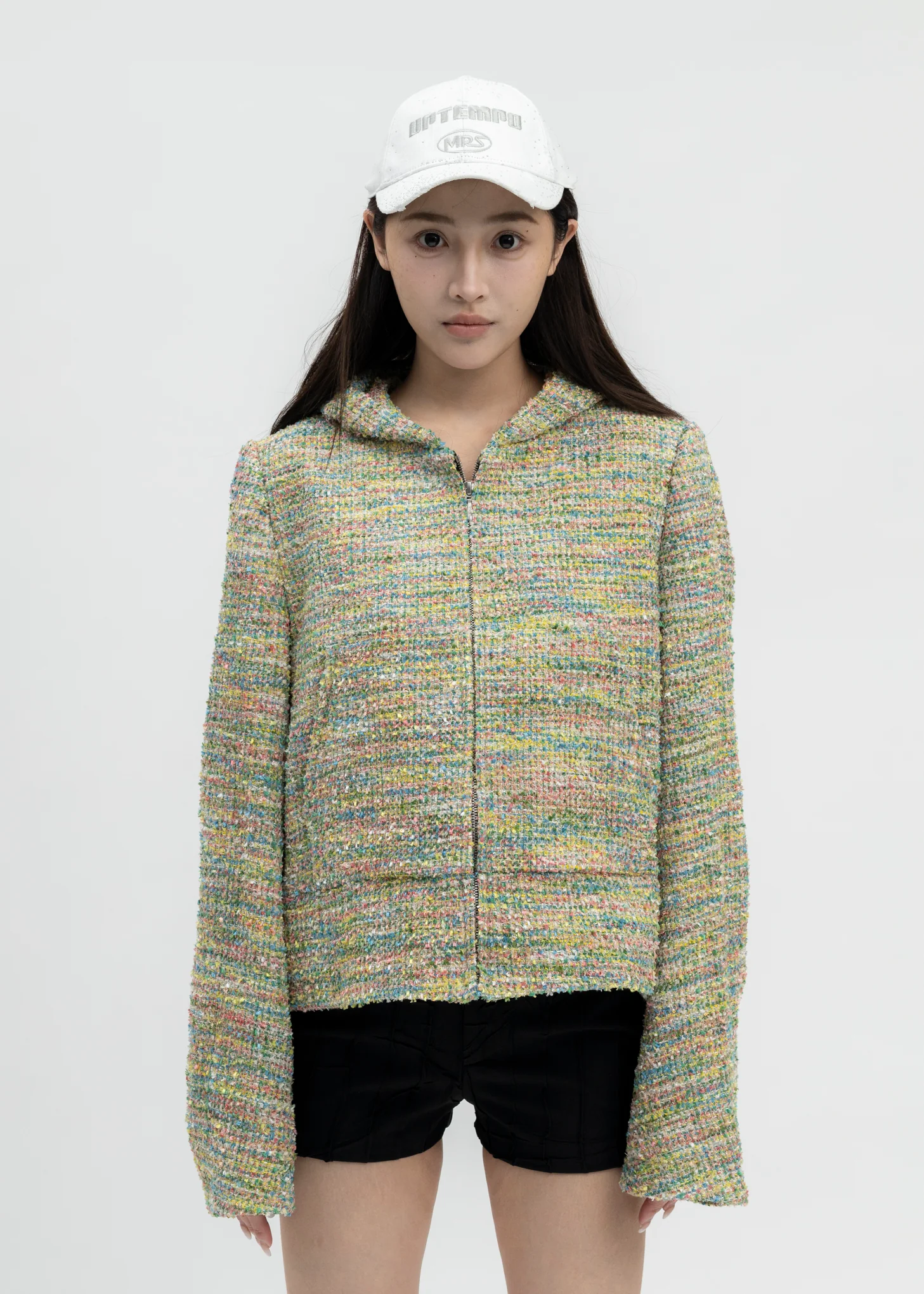 CANDY TWEED ZIP-UP HOODIE - Image 3