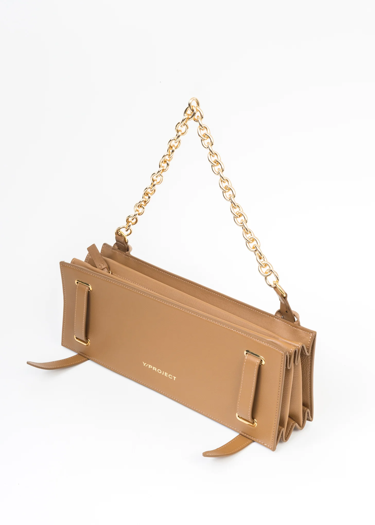 CARAMEL ACCORDION BAG WITH CHAIN