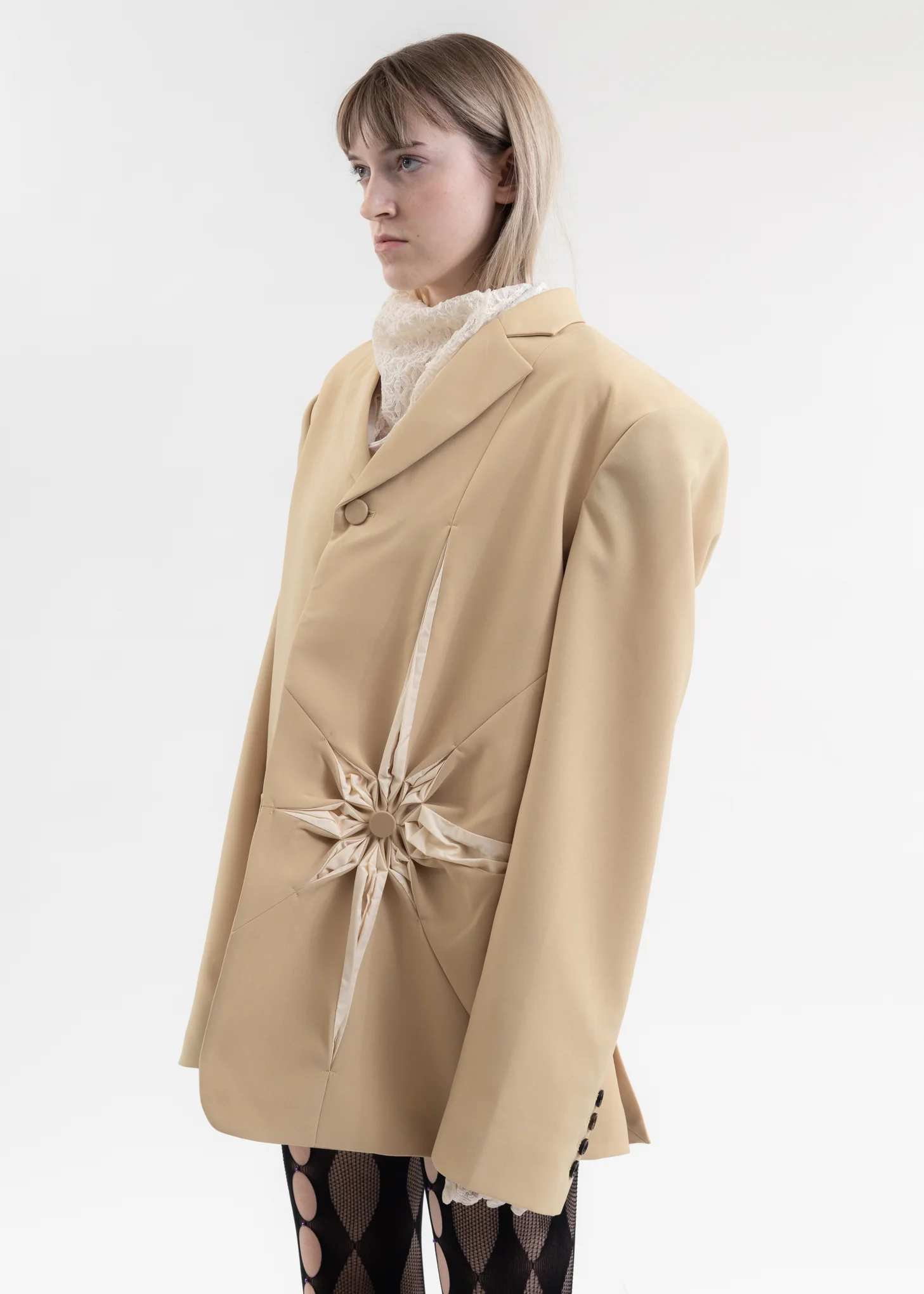 CARAMEL ORIGAMI FLOWER BLAZER - Image 3