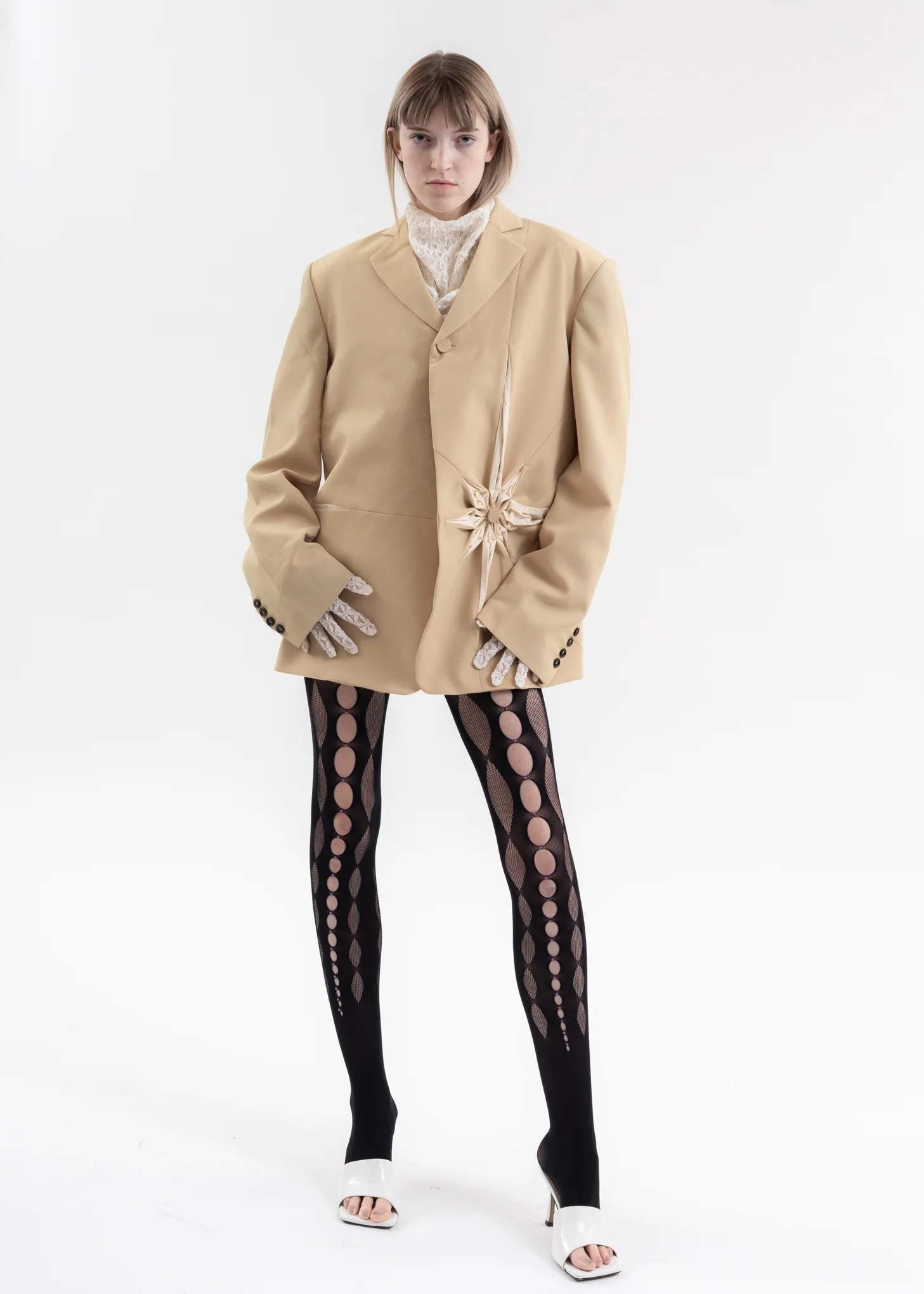 CARAMEL ORIGAMI FLOWER BLAZER - Image 5