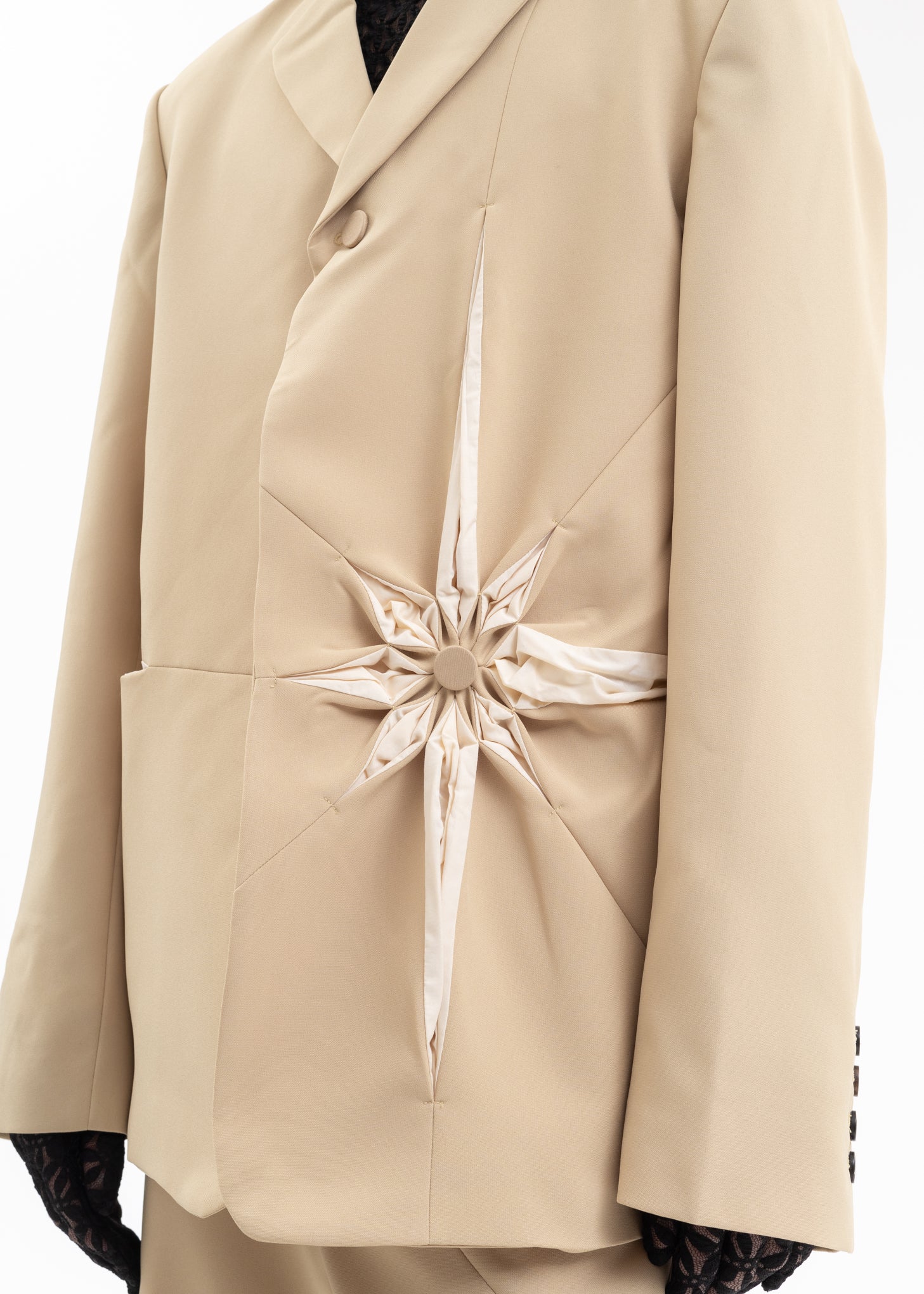 CARAMEL ORIGAMI FLOWER BLAZER - Image 5