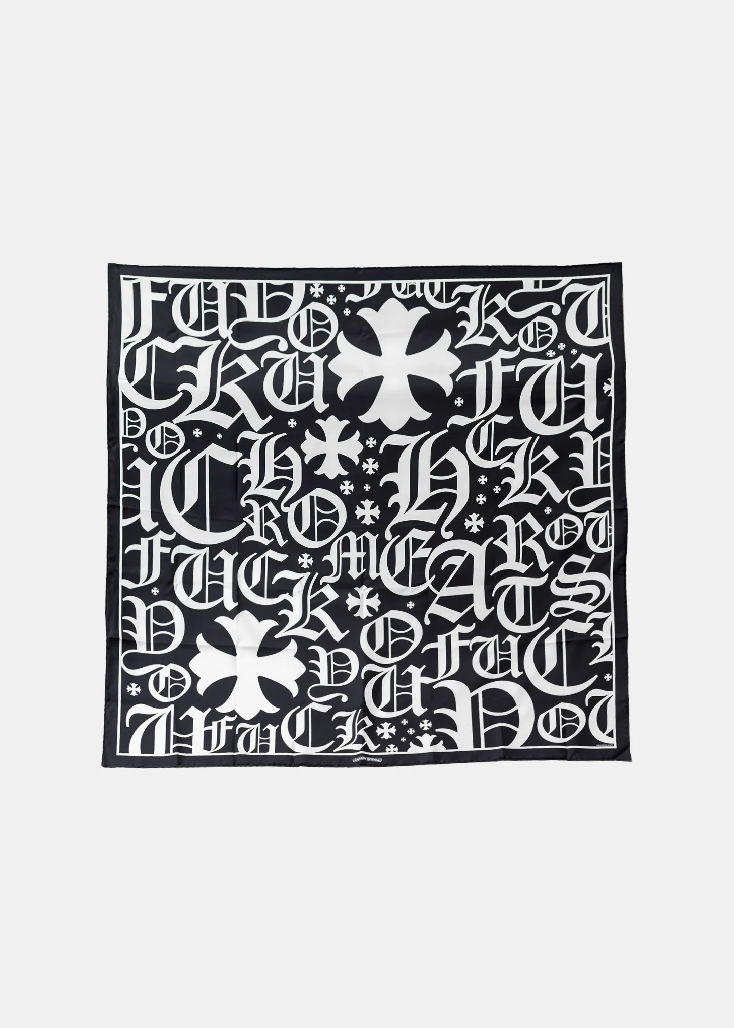 CH Black White Classic Print Silk Scarf
