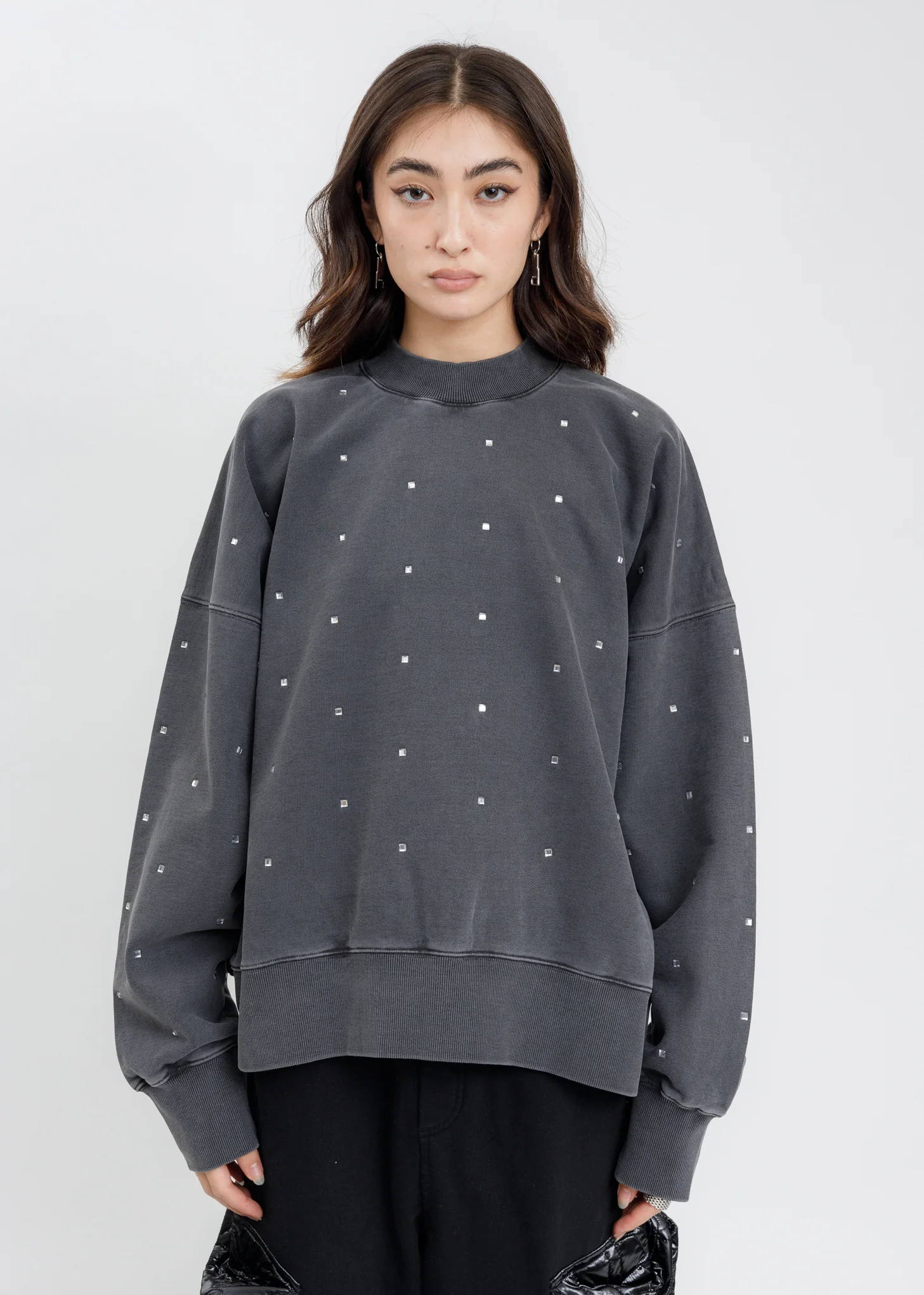 Charcoal All Over Crystal Artwork Sweatshirt