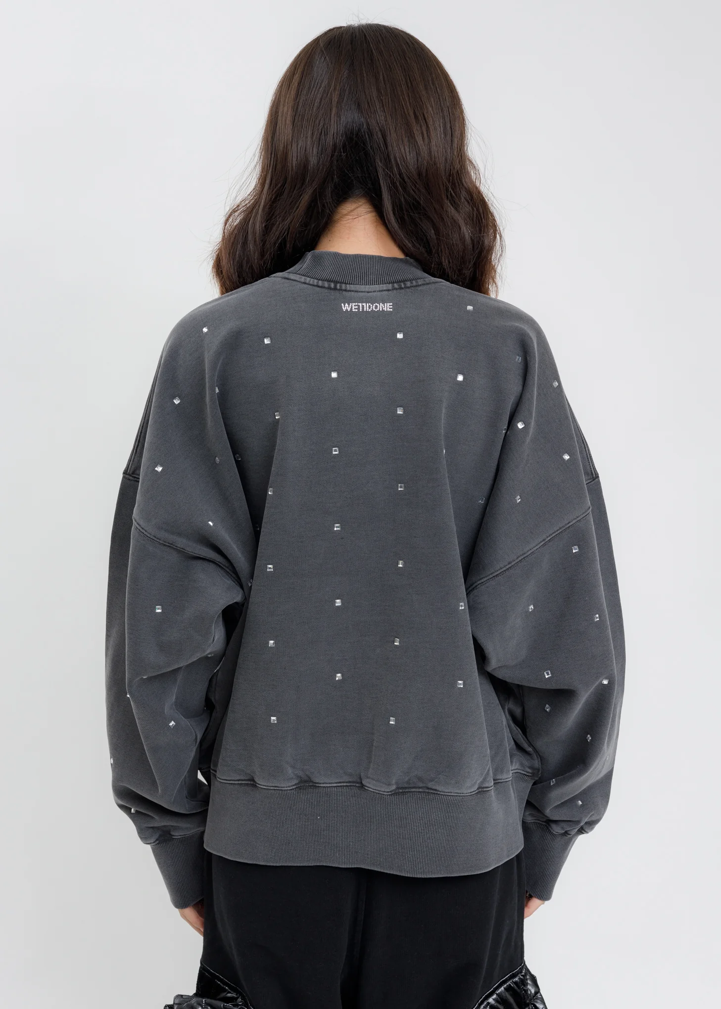 Charcoal All Over Crystal Artwork Sweatshirt - Image 3