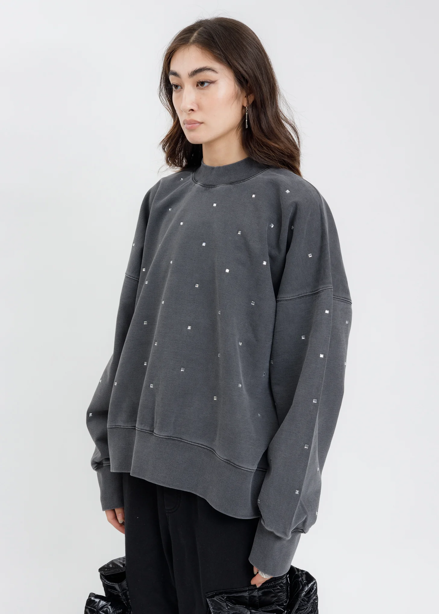 Charcoal All Over Crystal Artwork Sweatshirt - Image 5