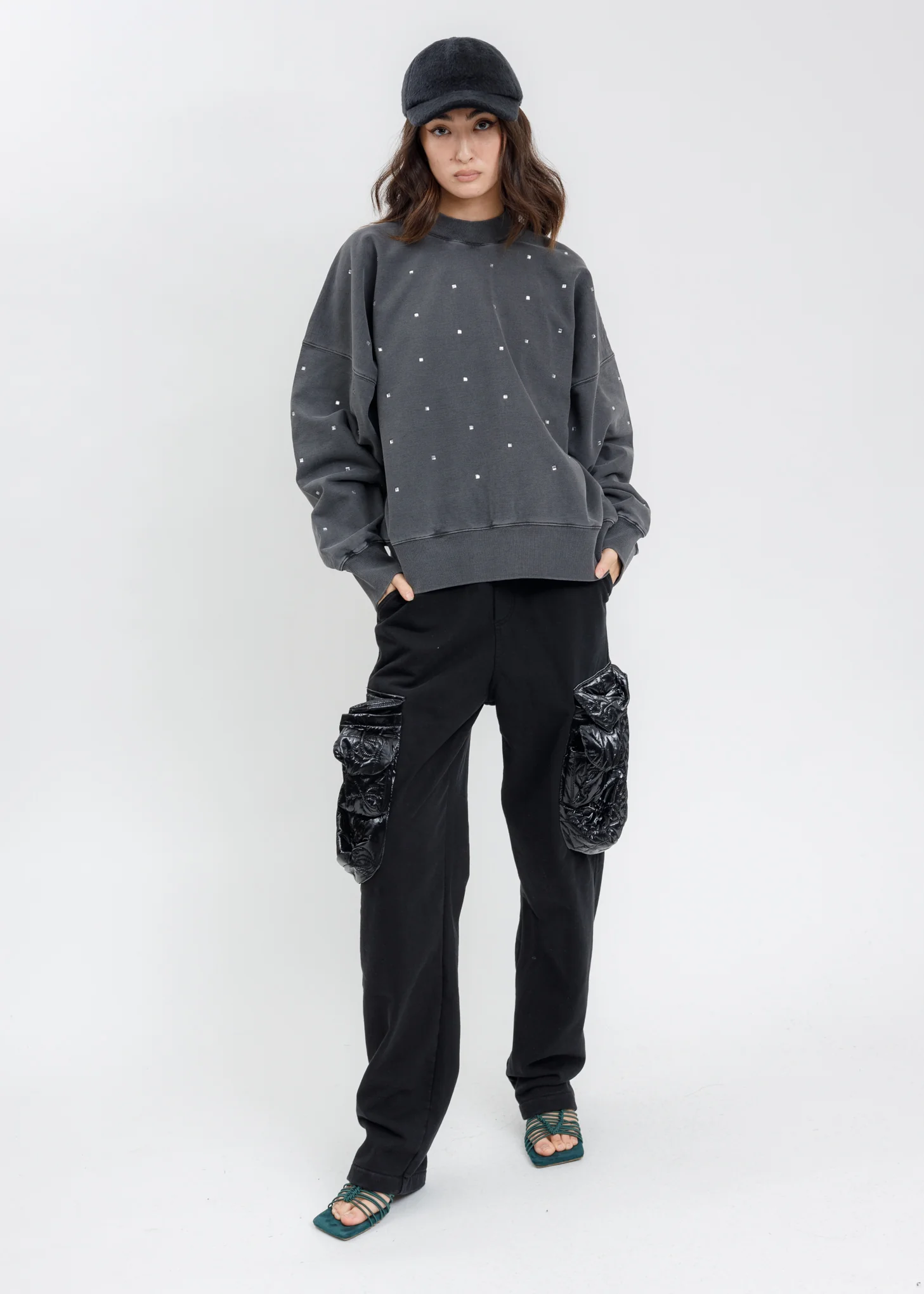 Charcoal All Over Crystal Artwork Sweatshirt - Image 6