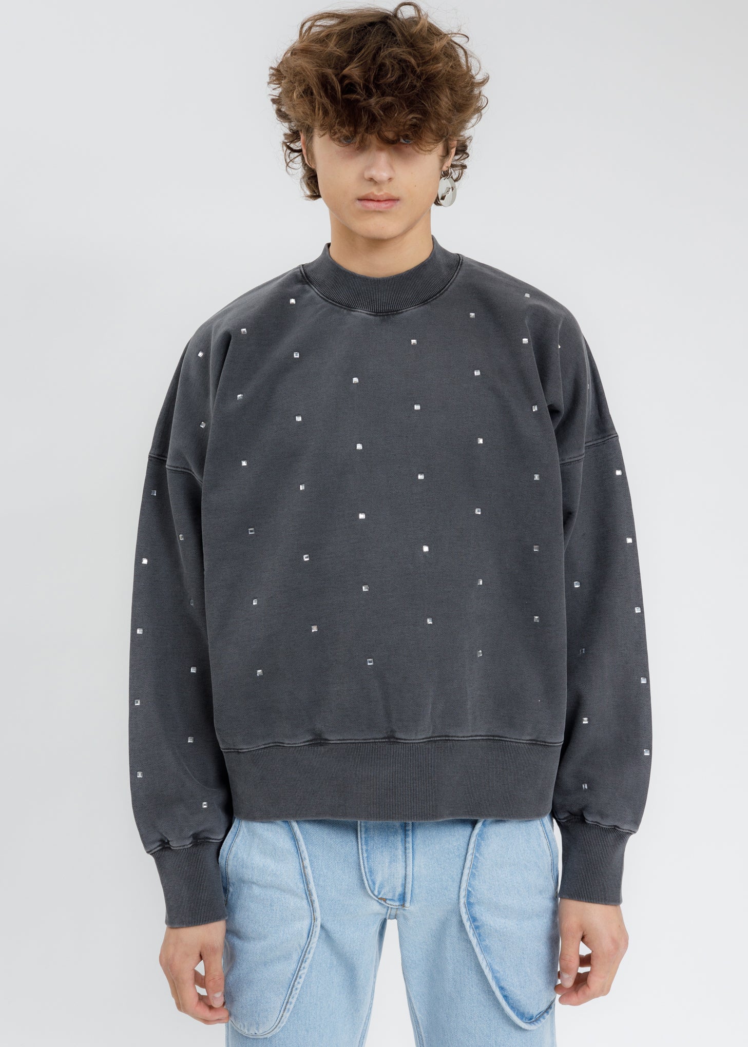 Charcoal All Over Crystal Artwork Sweatshirt