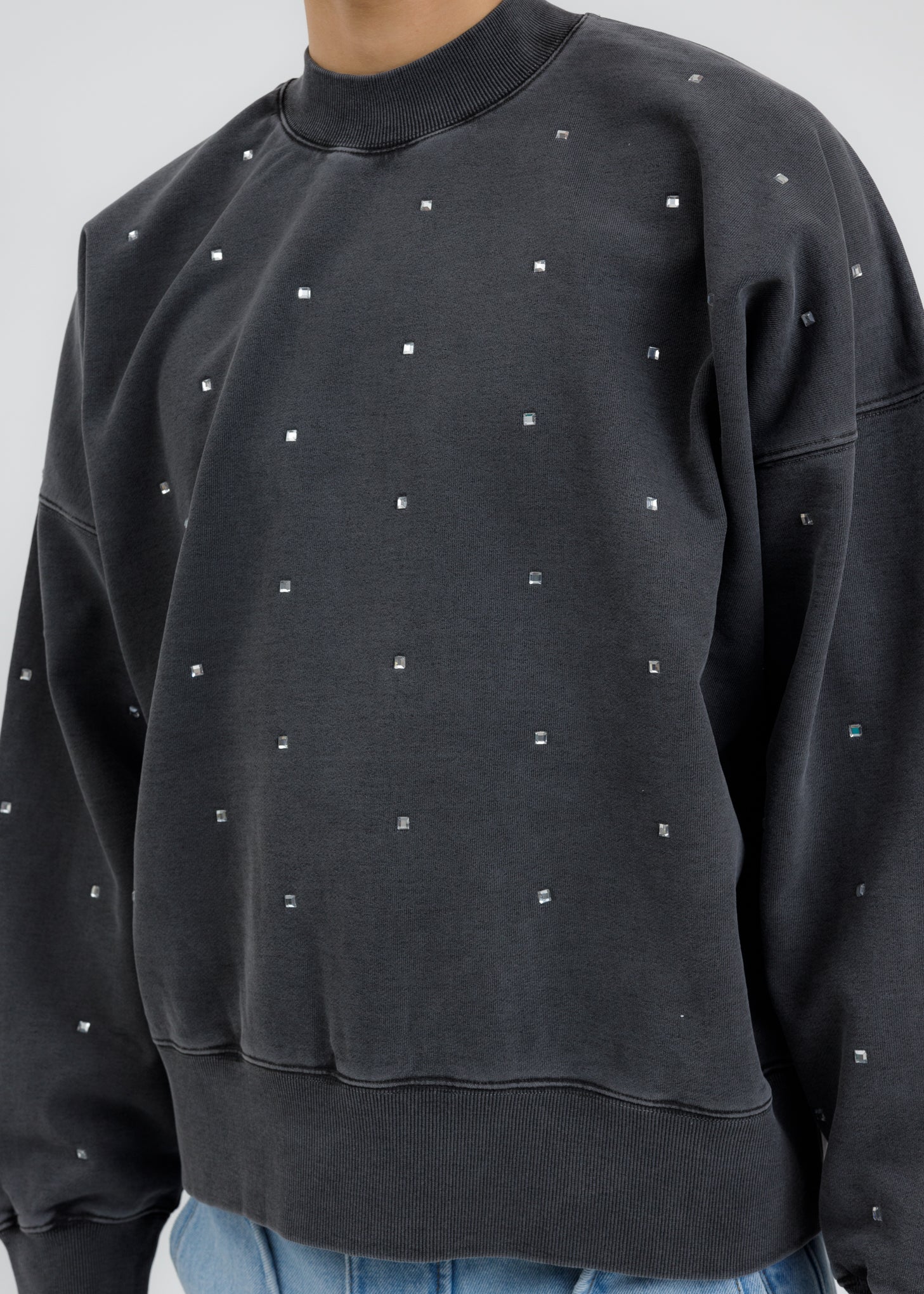 Charcoal All Over Crystal Artwork Sweatshirt - Image 4