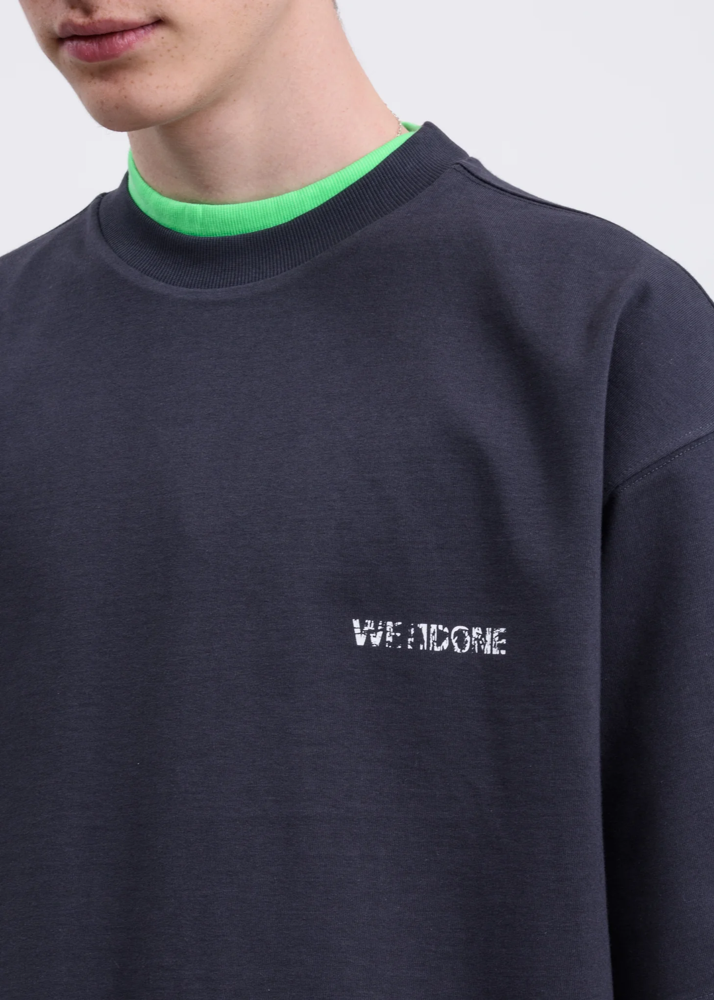 Charcoal And Neon Green Reversible Gig T-shirt - Image 3