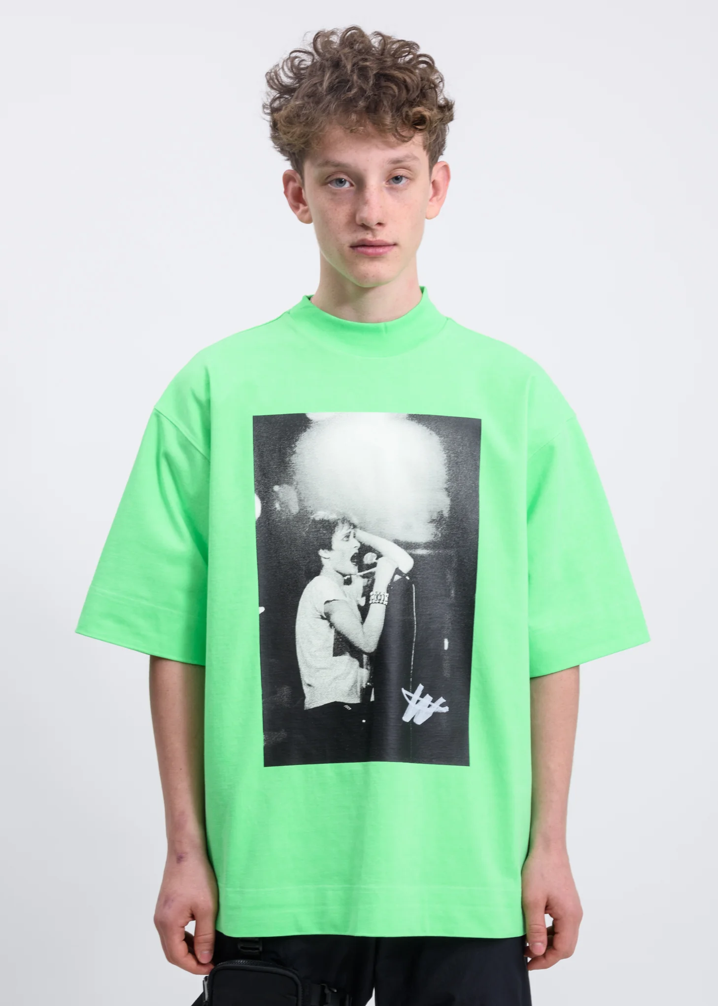 Charcoal And Neon Green Reversible Gig T-shirt - Image 5