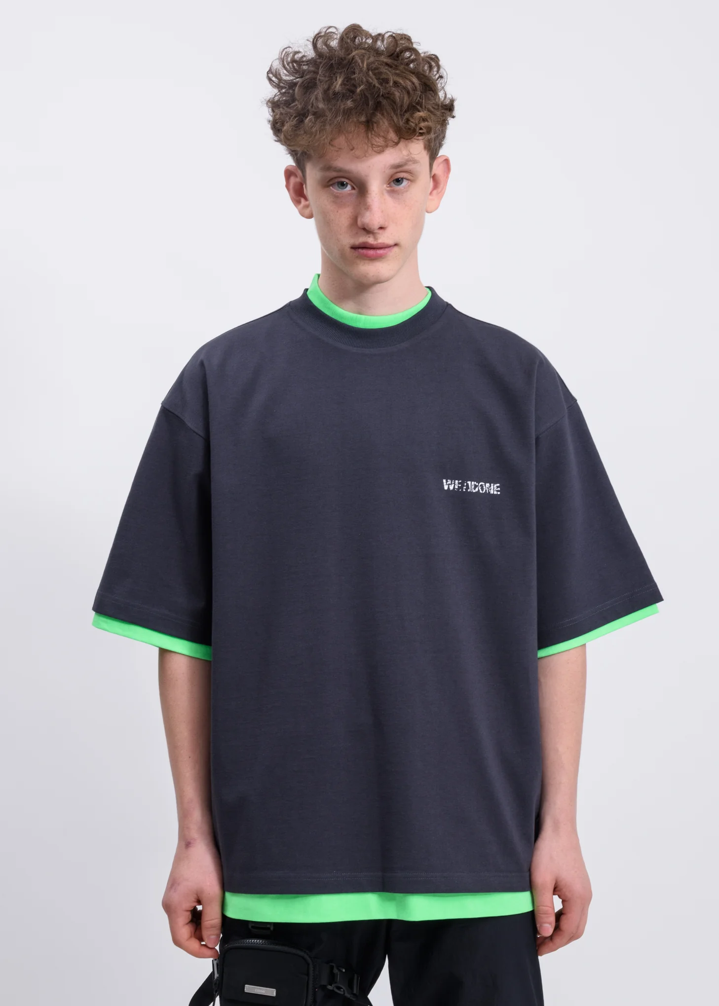 Charcoal And Neon Green Reversible Gig T-shirt