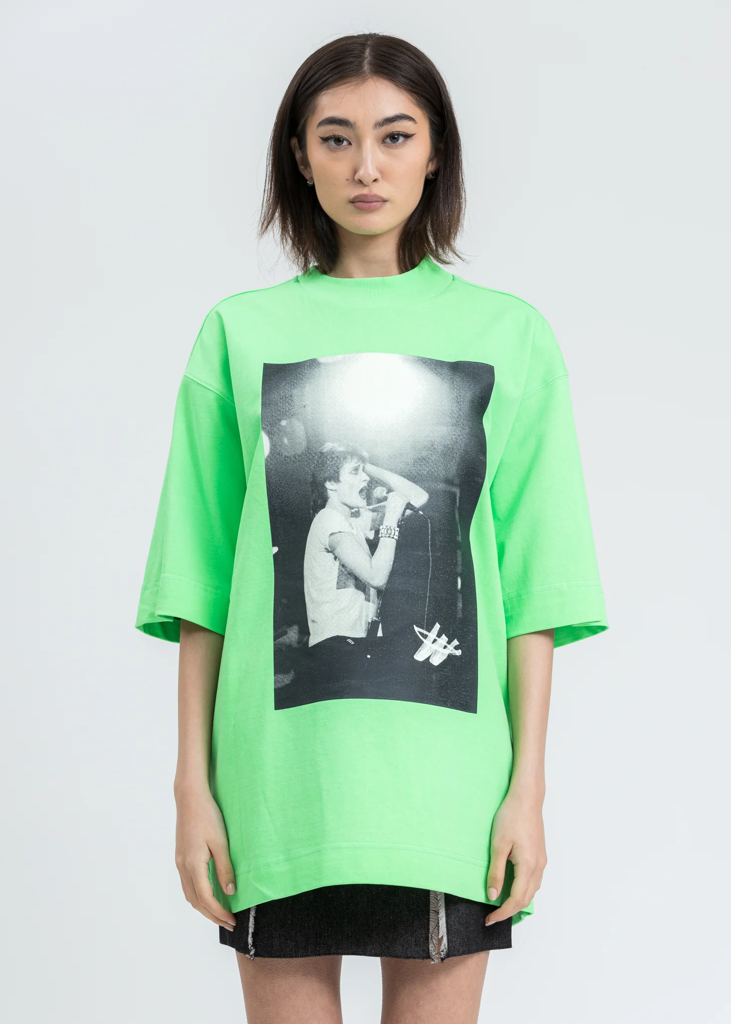 Charcoal And Neon Green Reversible Gig T-shirt - Image 2