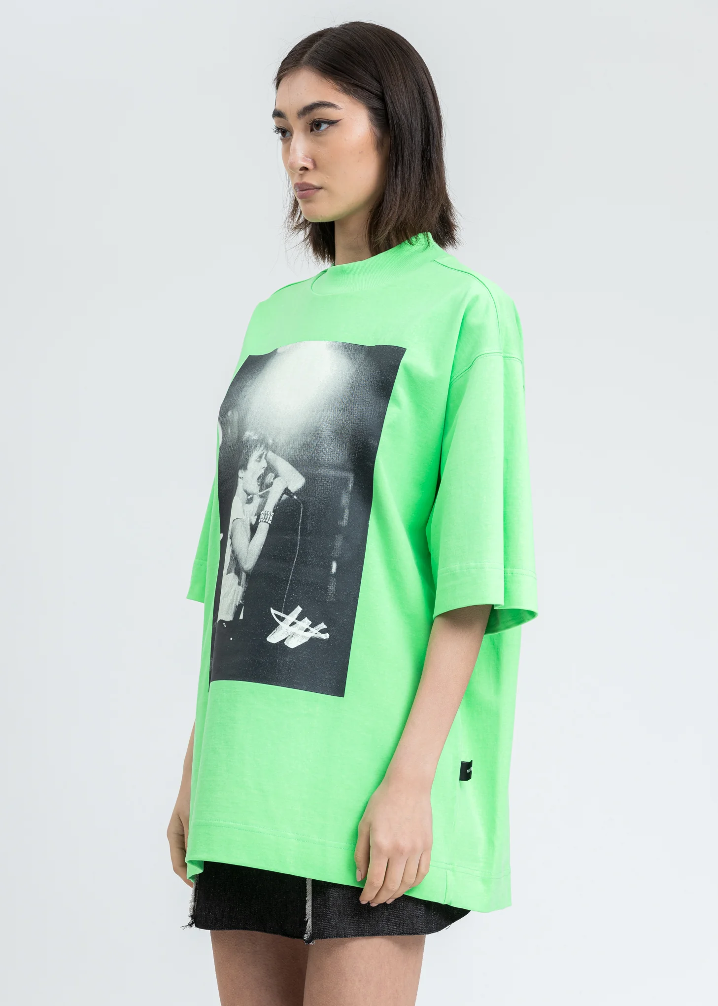 Charcoal And Neon Green Reversible Gig T-shirt - Image 8