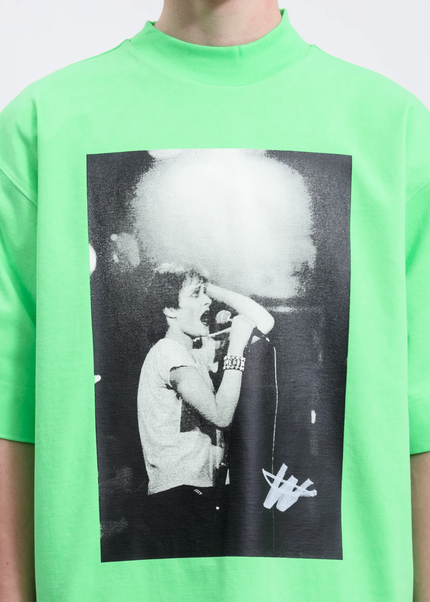 Charcoal And Neon Green Reversible Gig T-shirt - Image 6