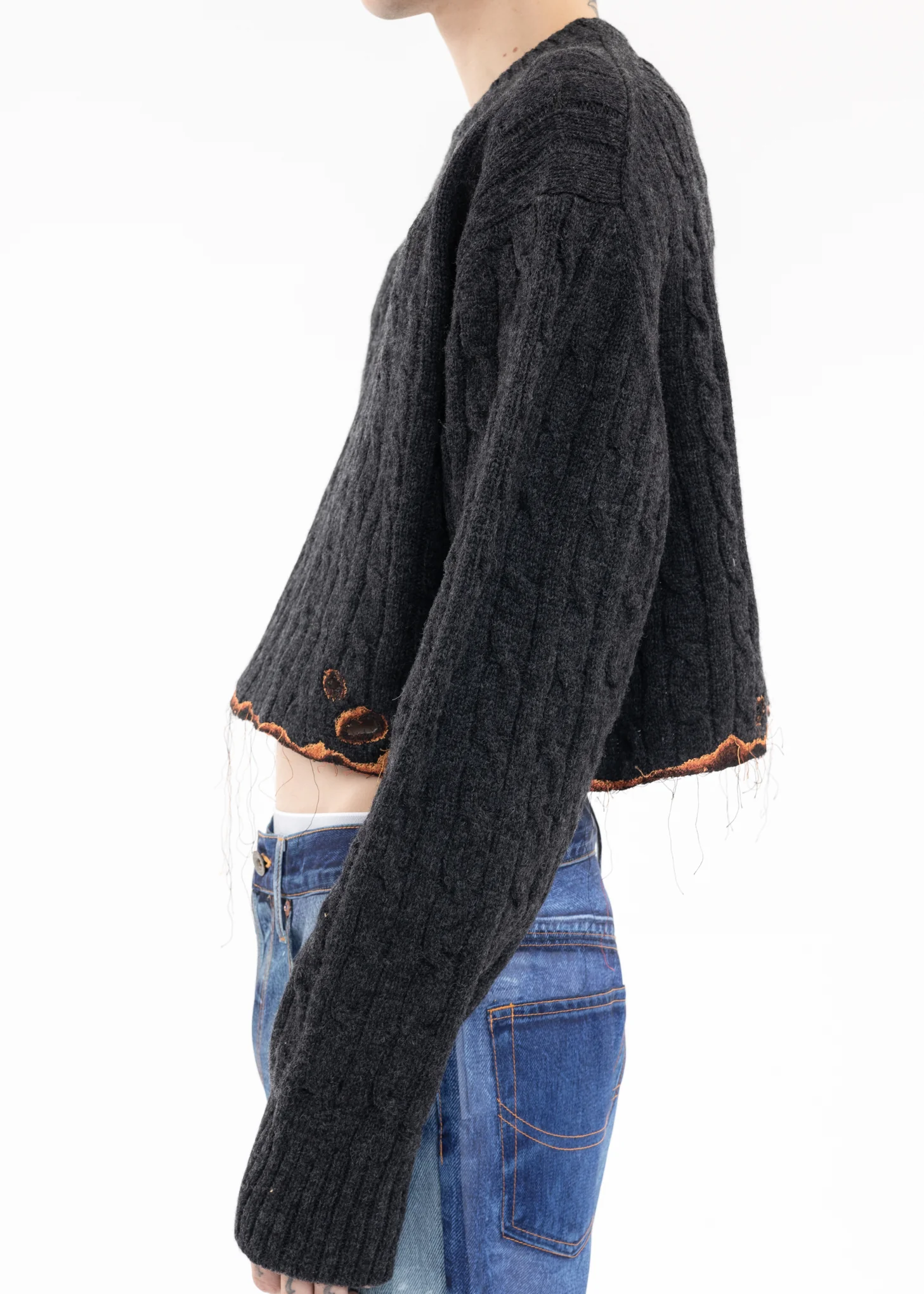 Charcoal BURNING EMBROIDERY KNIT PULLOVER - Image 2
