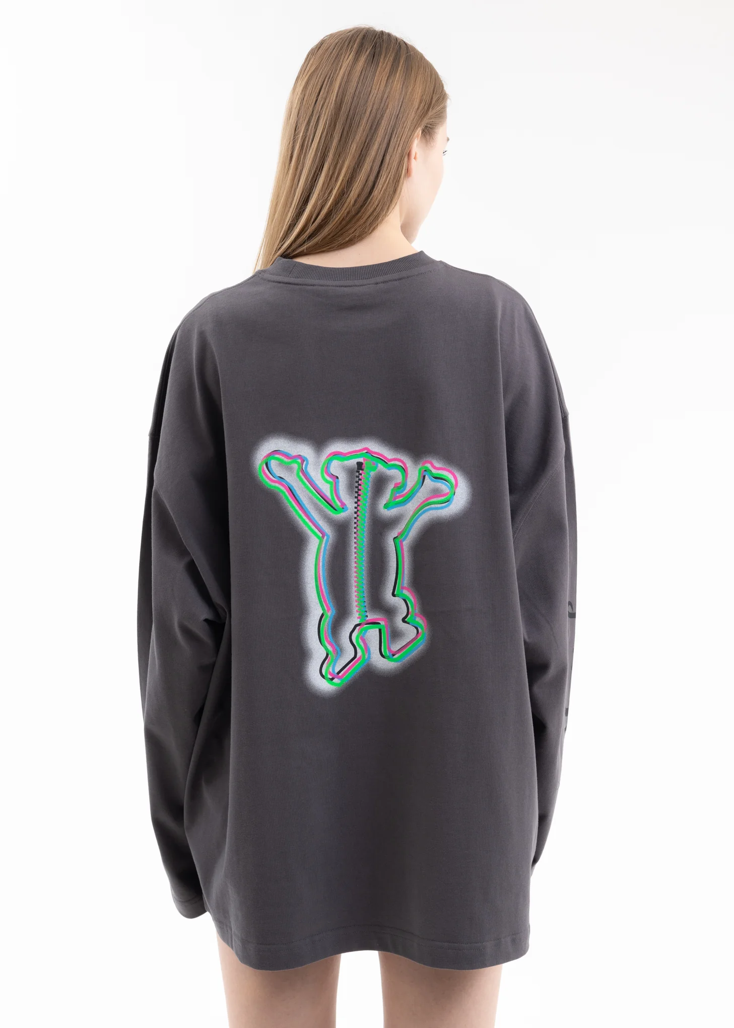 CHARCOAL COLORFUL TEDDY PRINT LONG-SLEEVED T-SHIRT - Image 2