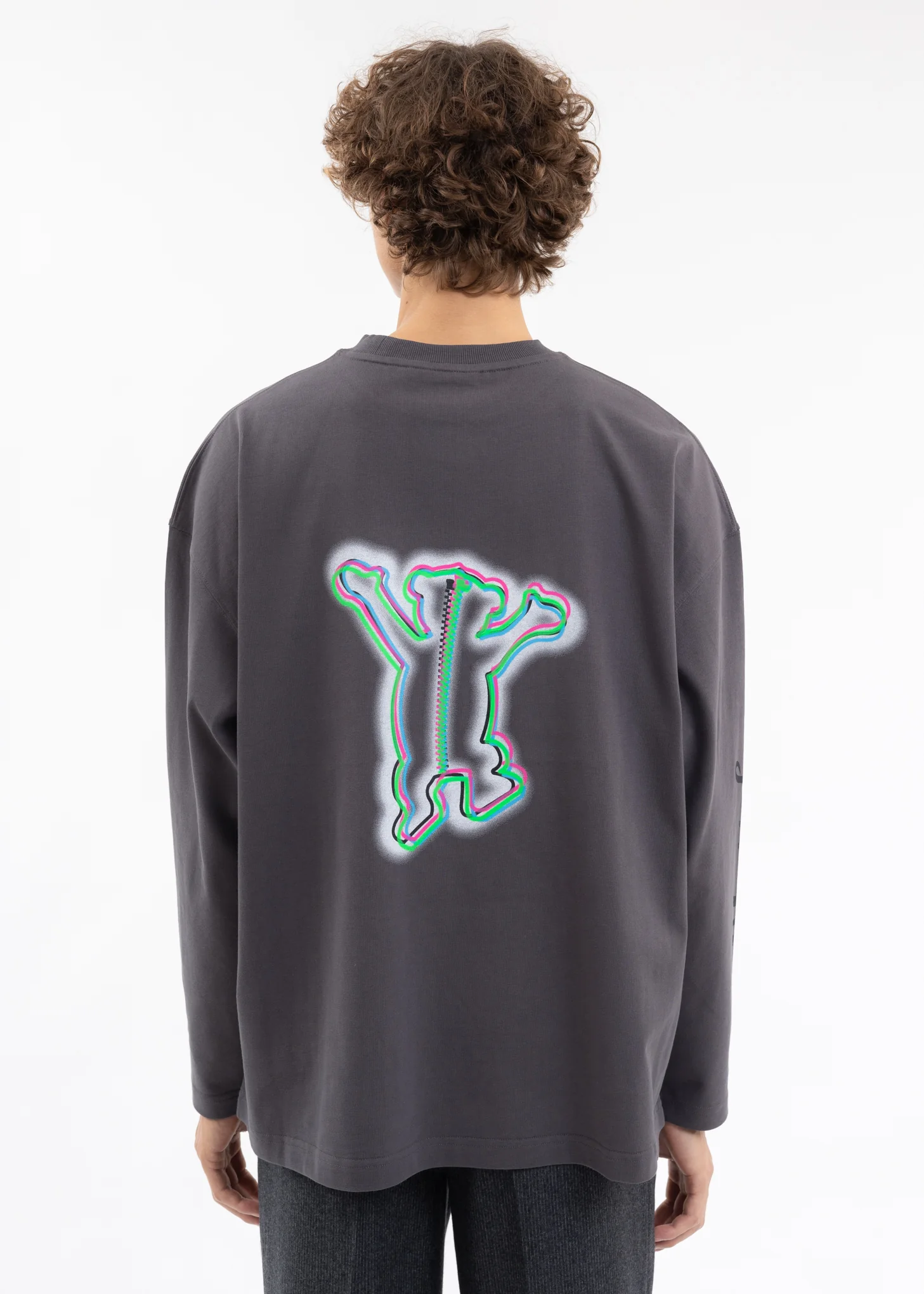 CHARCOAL COLORFUL TEDDY PRINT LONG-SLEEVED T-SHIRT - Image 4