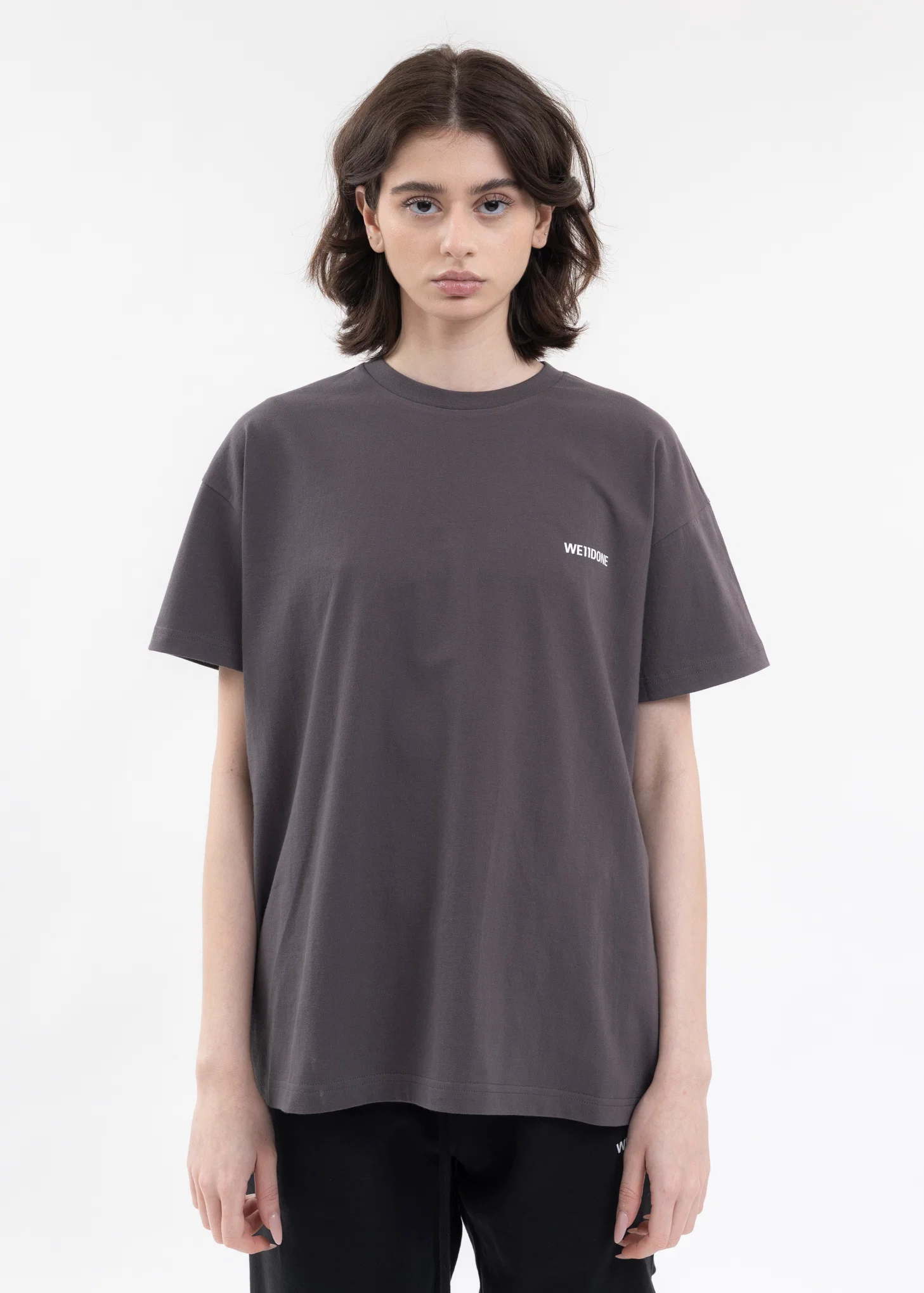 CHARCOAL COTTON MINI LOGO T-SHIRT