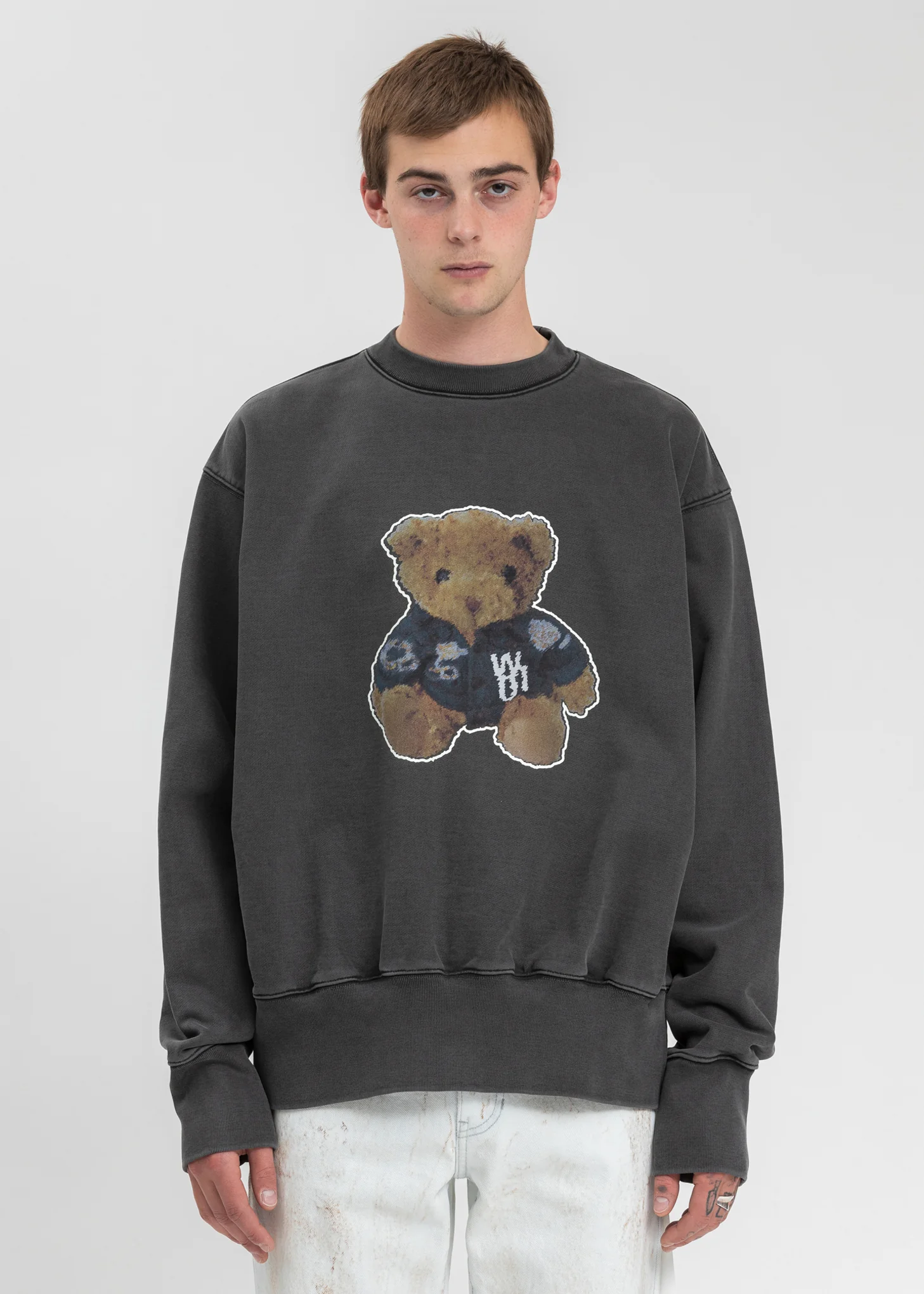 Charcoal Denim Jacket Teddy Sweater (Reflect)