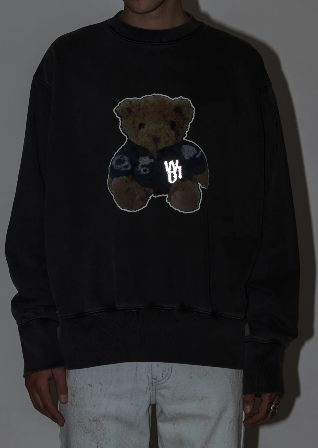 Charcoal Denim Jacket Teddy Sweater (Reflect) - Image 3