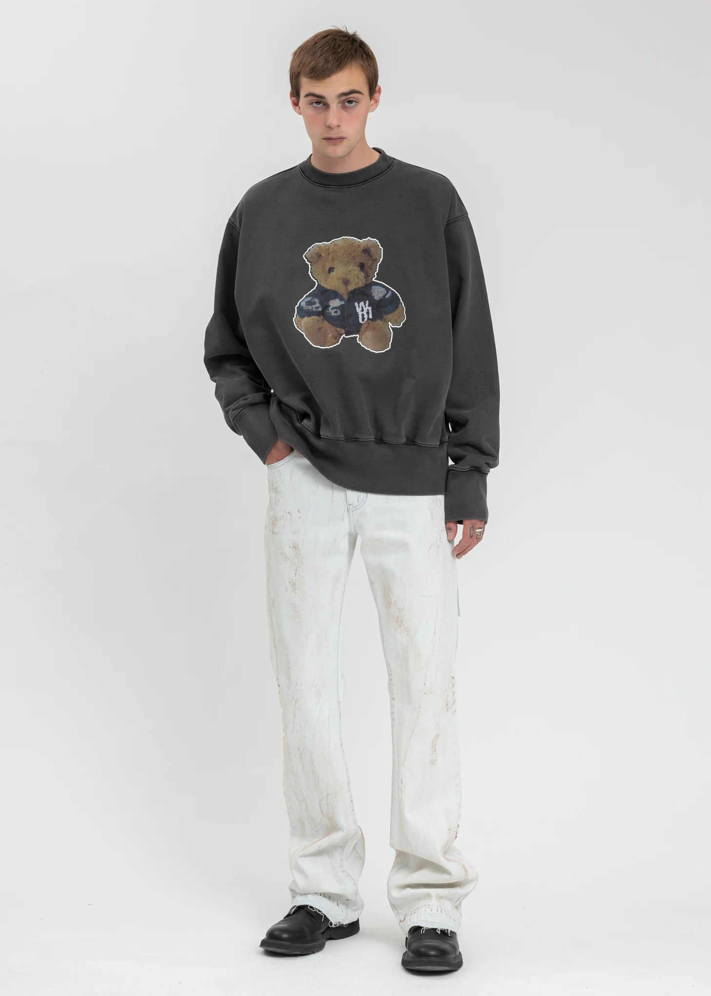 Charcoal Denim Jacket Teddy Sweater (Reflect) - Image 7