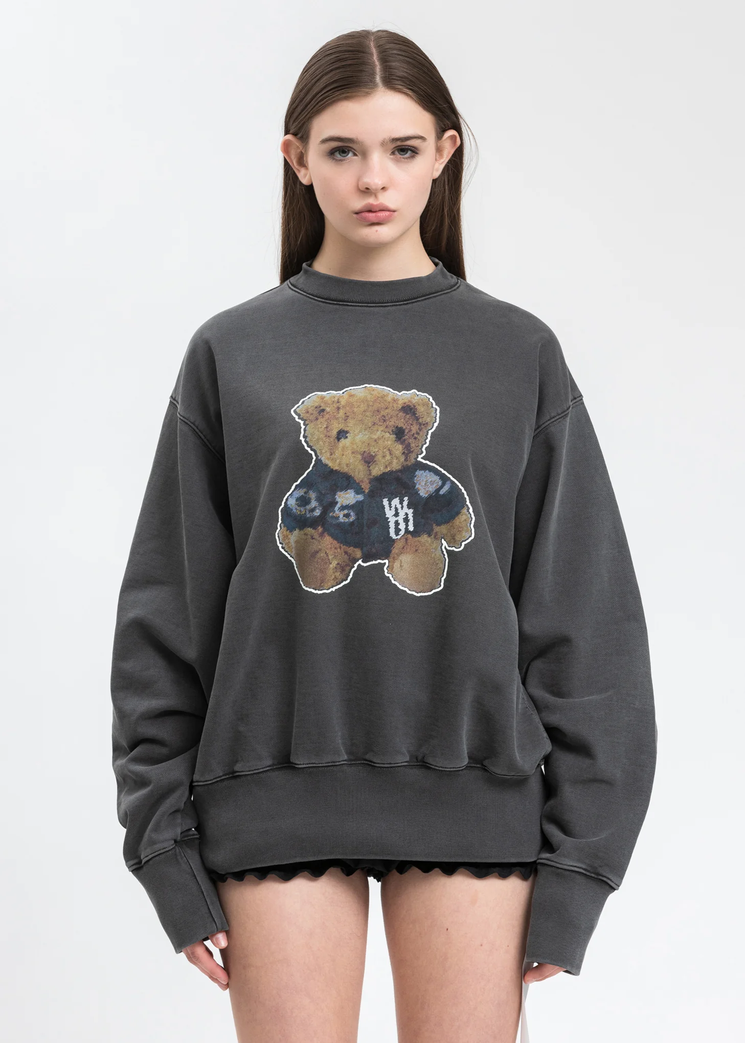 Charcoal Denim Jacket Teddy Sweater (Reflect)
