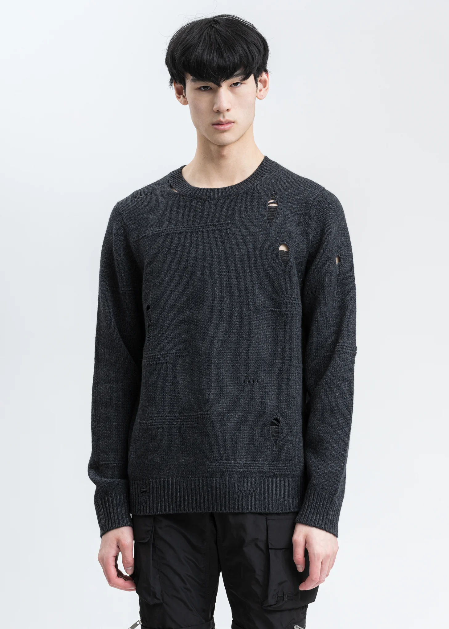 Charcoal Distressed Crewneck