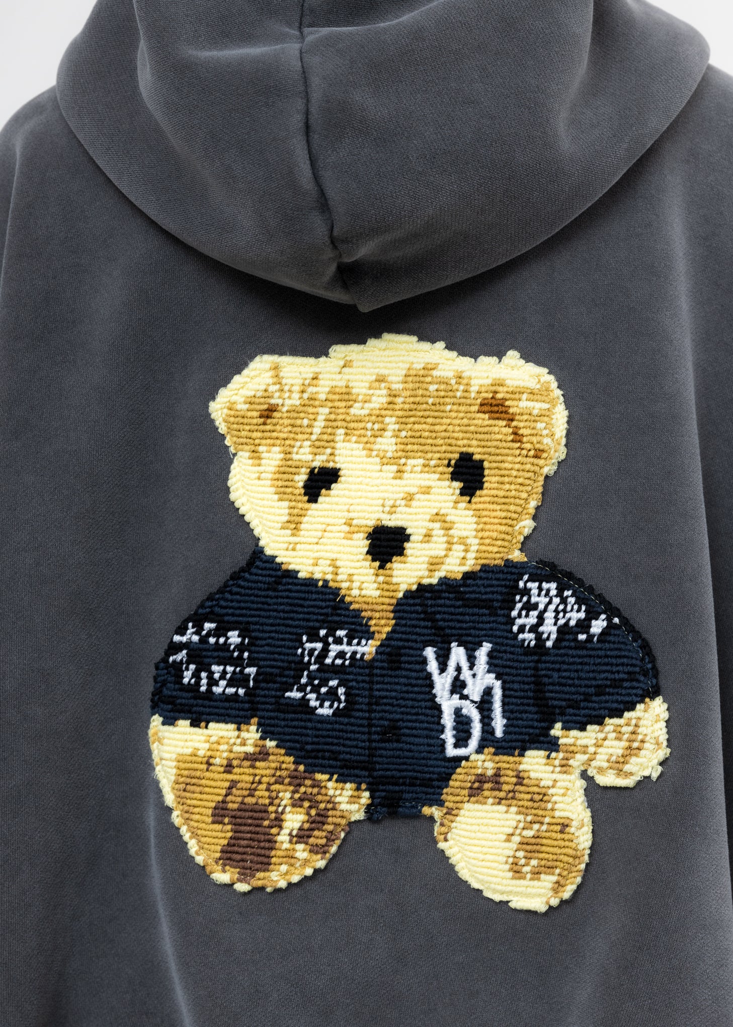 Charcoal Embroidered Teddy Zip-Up Hoodie - Image 5