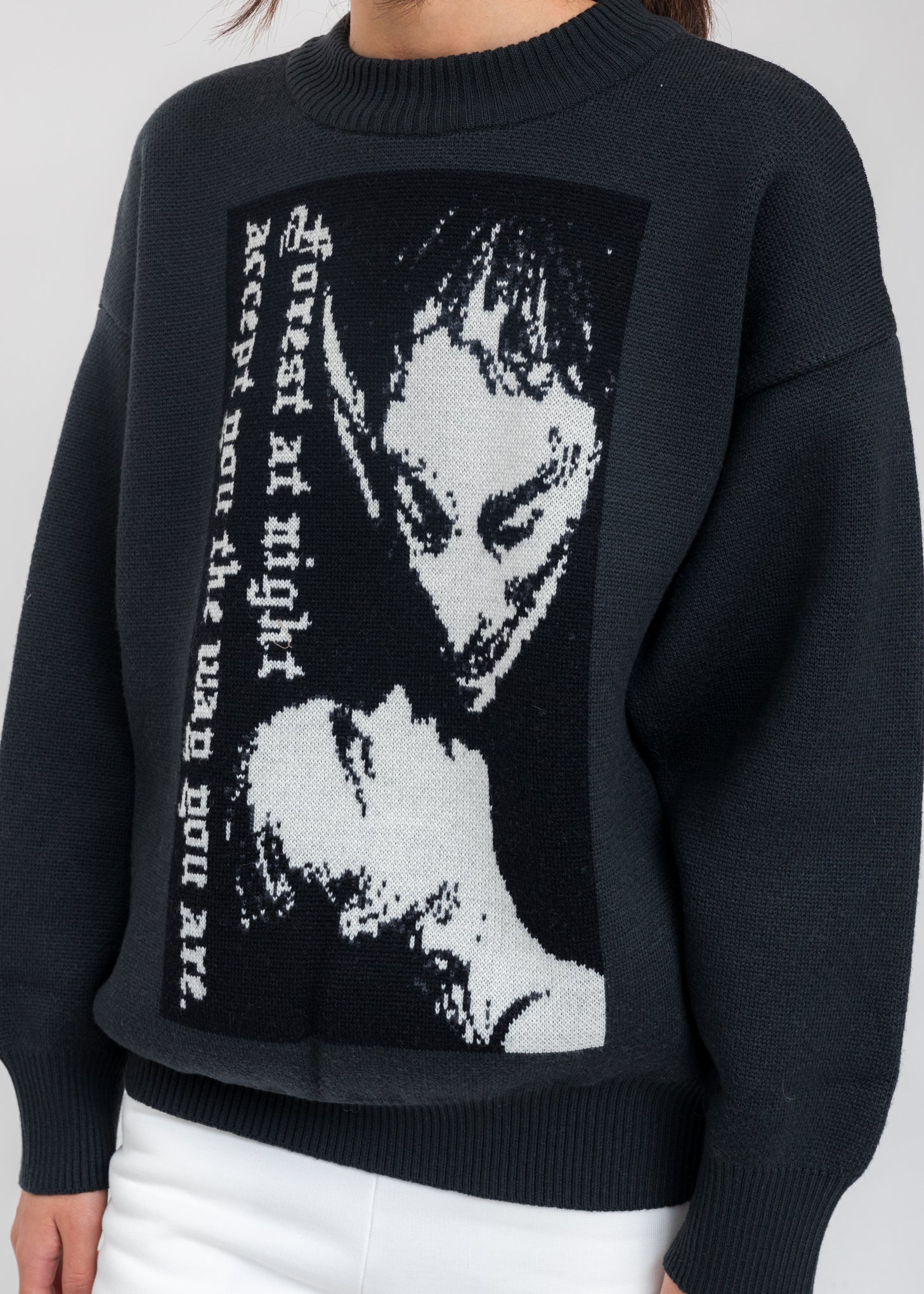 Charcoal Forest At Night Wool Sweater - Image 4