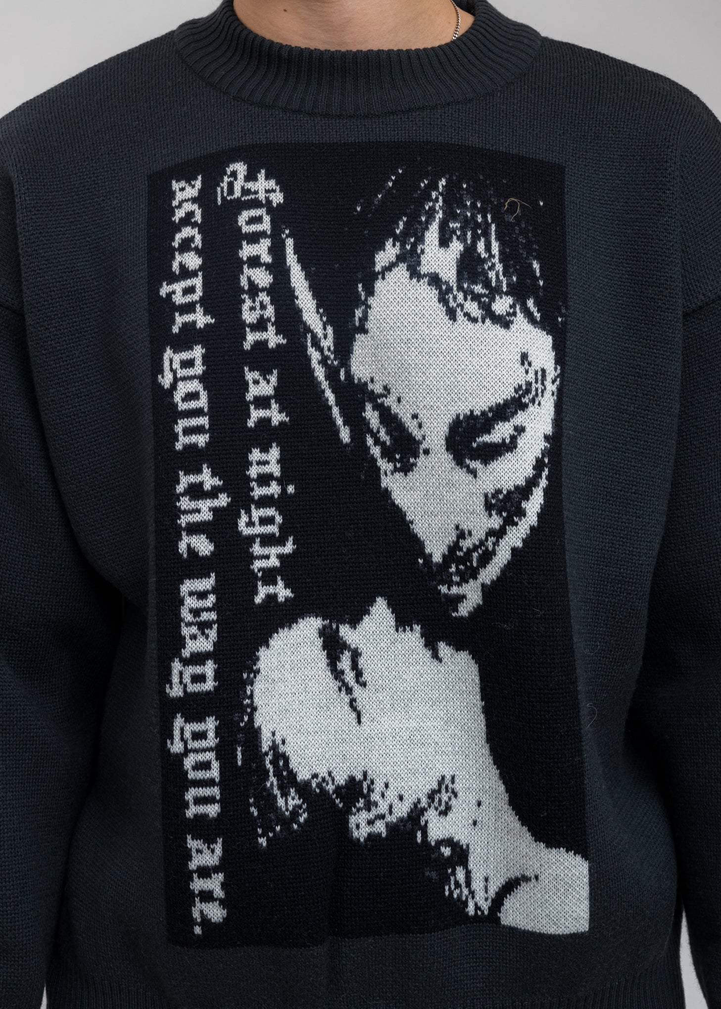 Charcoal Forest At Night Wool Sweater - Image 3