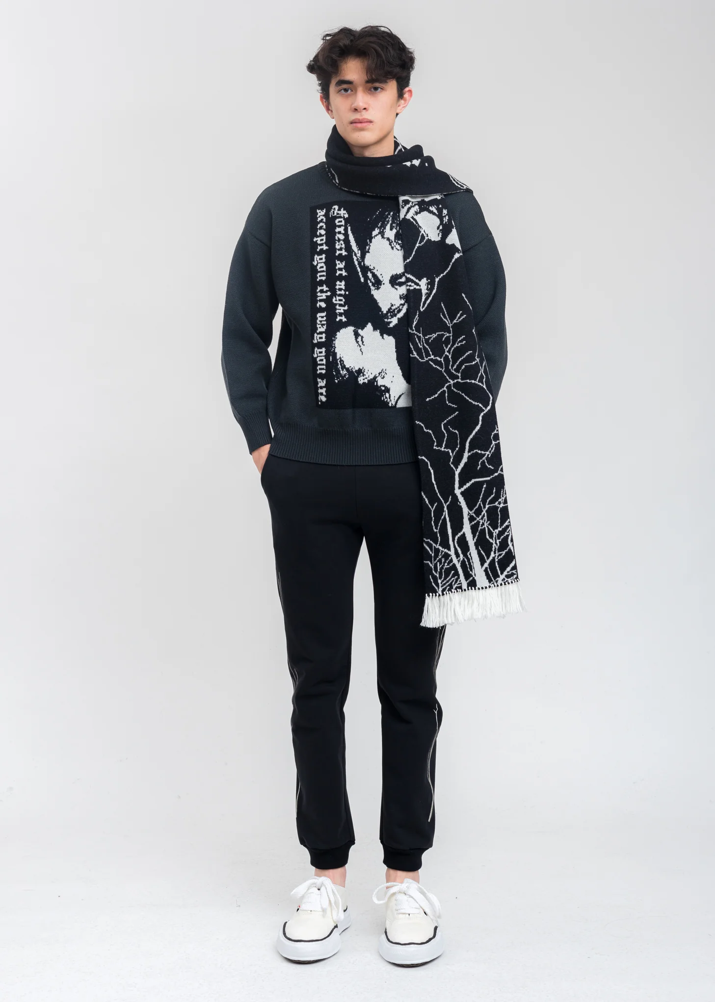 Charcoal Forest At Night Wool Sweater - Image 5