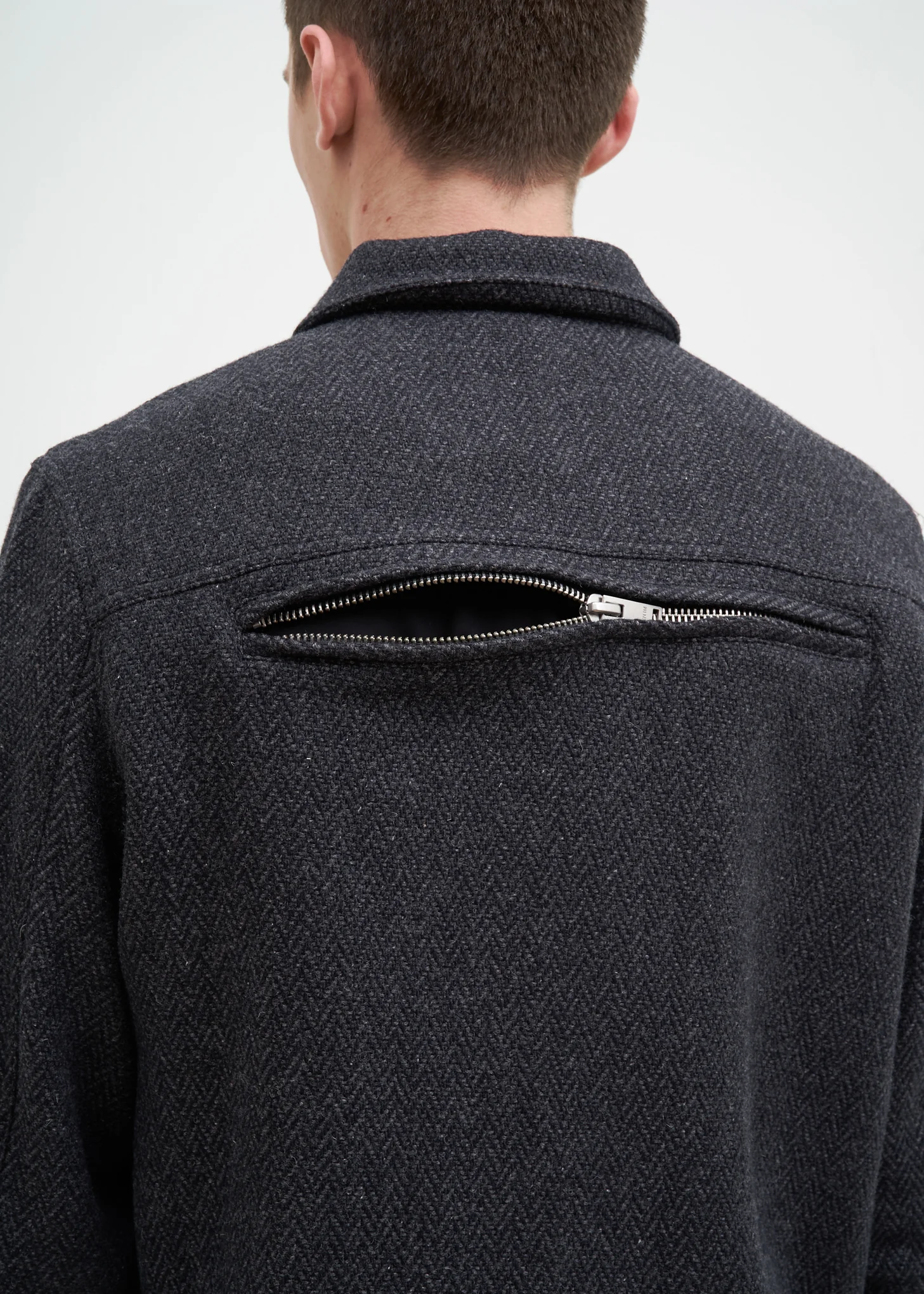 Charcoal Herringbone Wool Jacket - Image 2