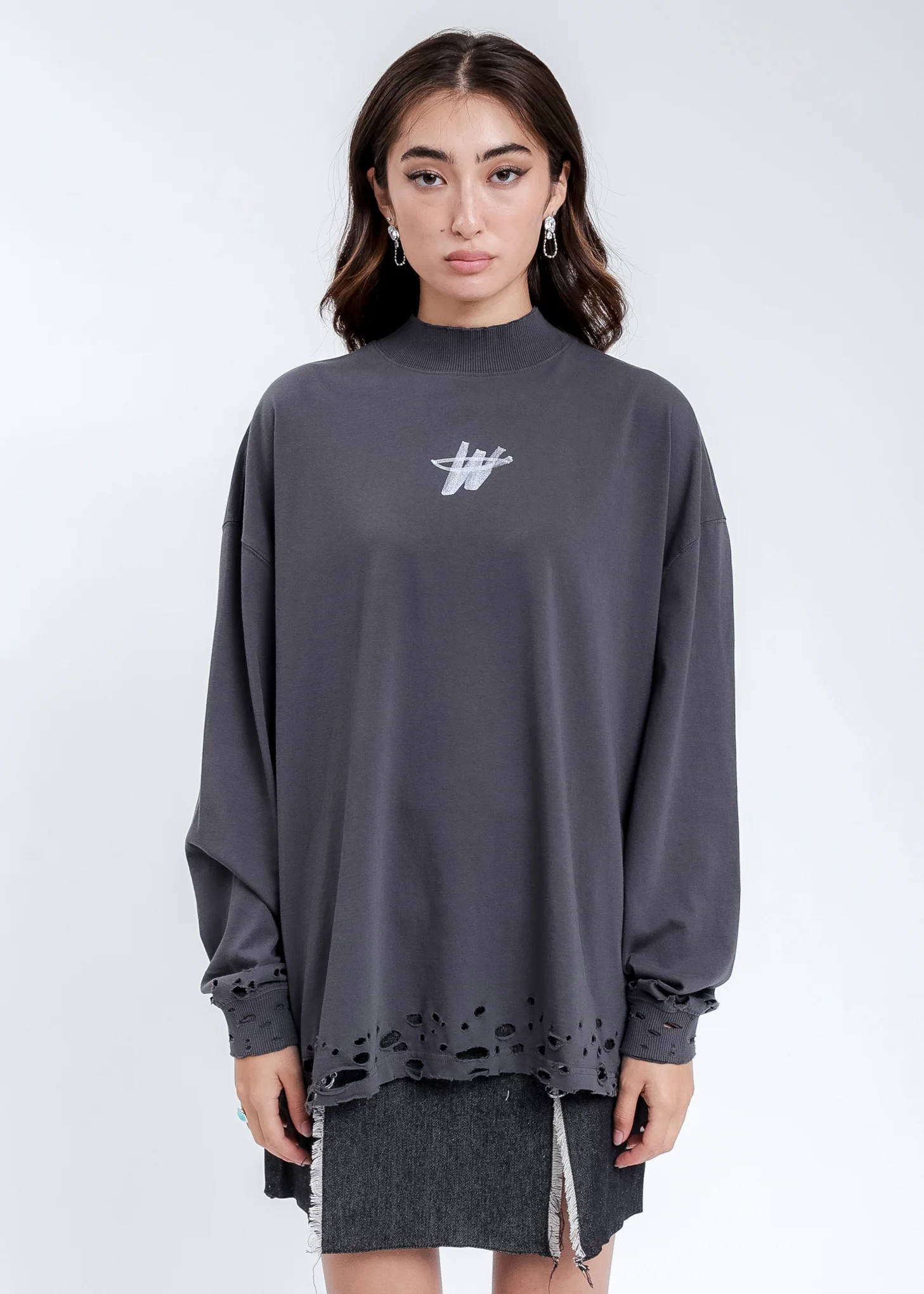 Charcoal High Neck WD Logo Sweater