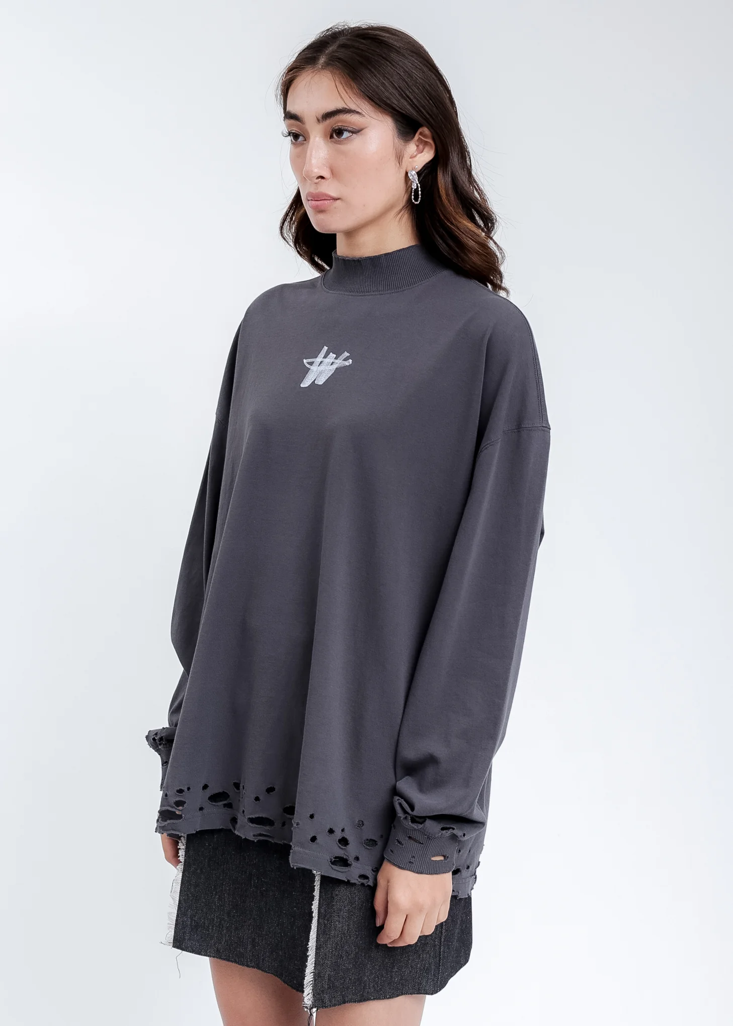 Charcoal High Neck WD Logo Sweater - Image 2