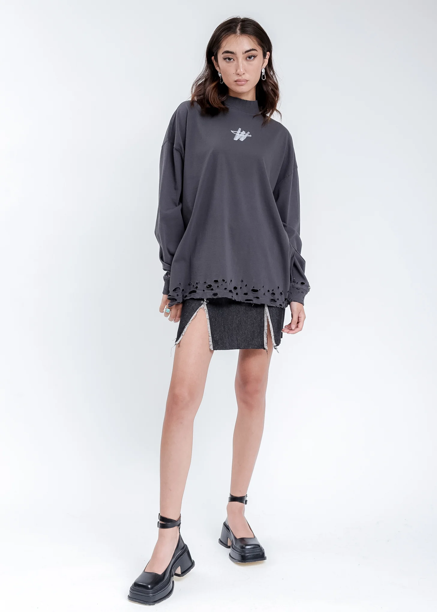 Charcoal High Neck WD Logo Sweater - Image 6