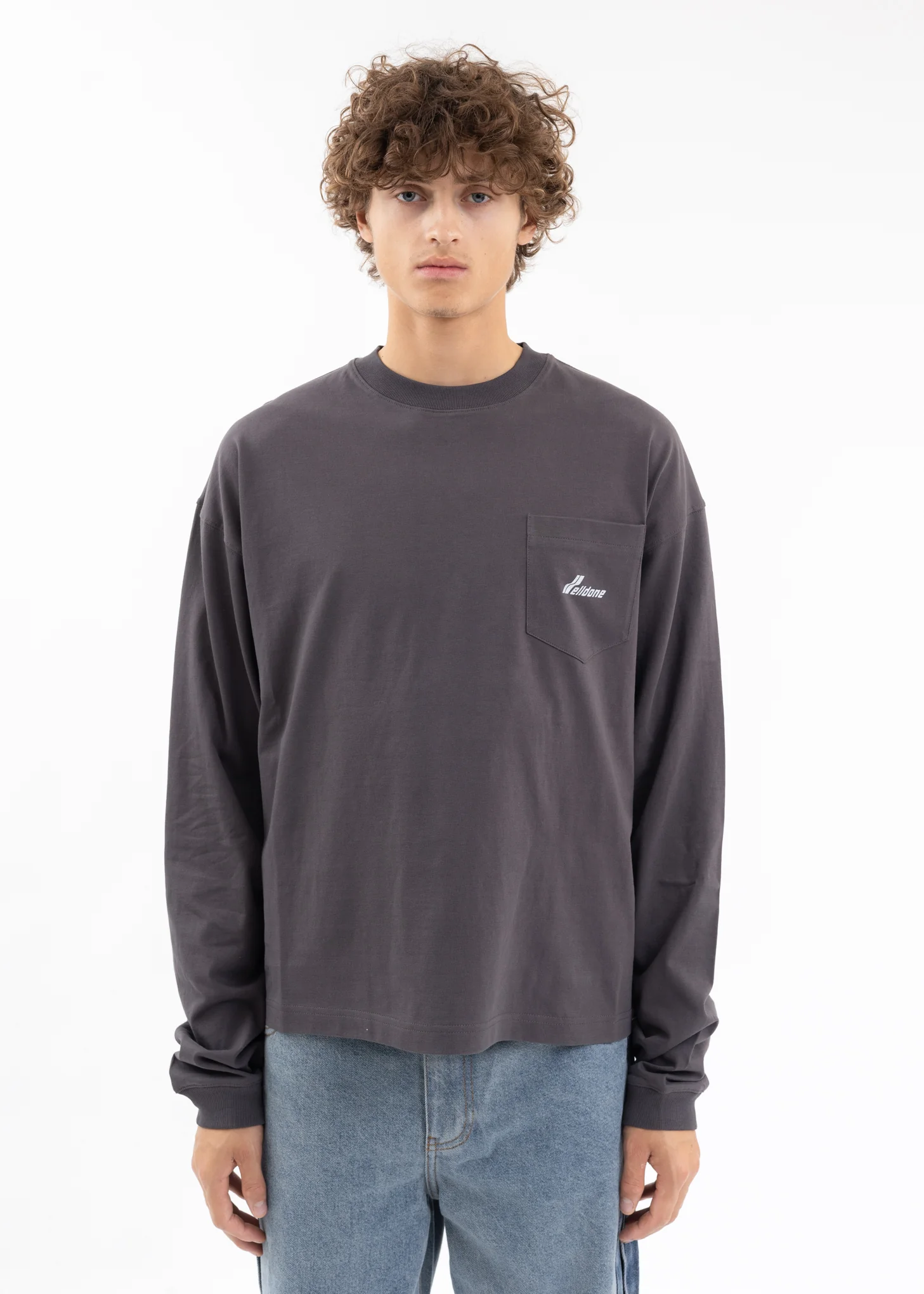 CHARCOAL LETTERING SYMBOL LONG-SLEEVED T-SHIRT