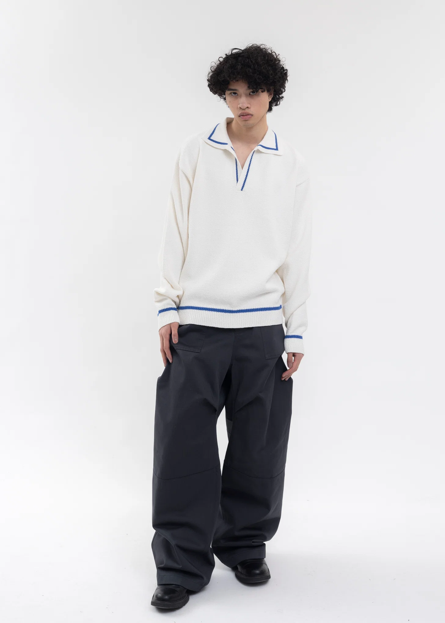 CHARCOAL MENS SOLID FLAP POCKET WIDE-FIT PANTS - Image 6