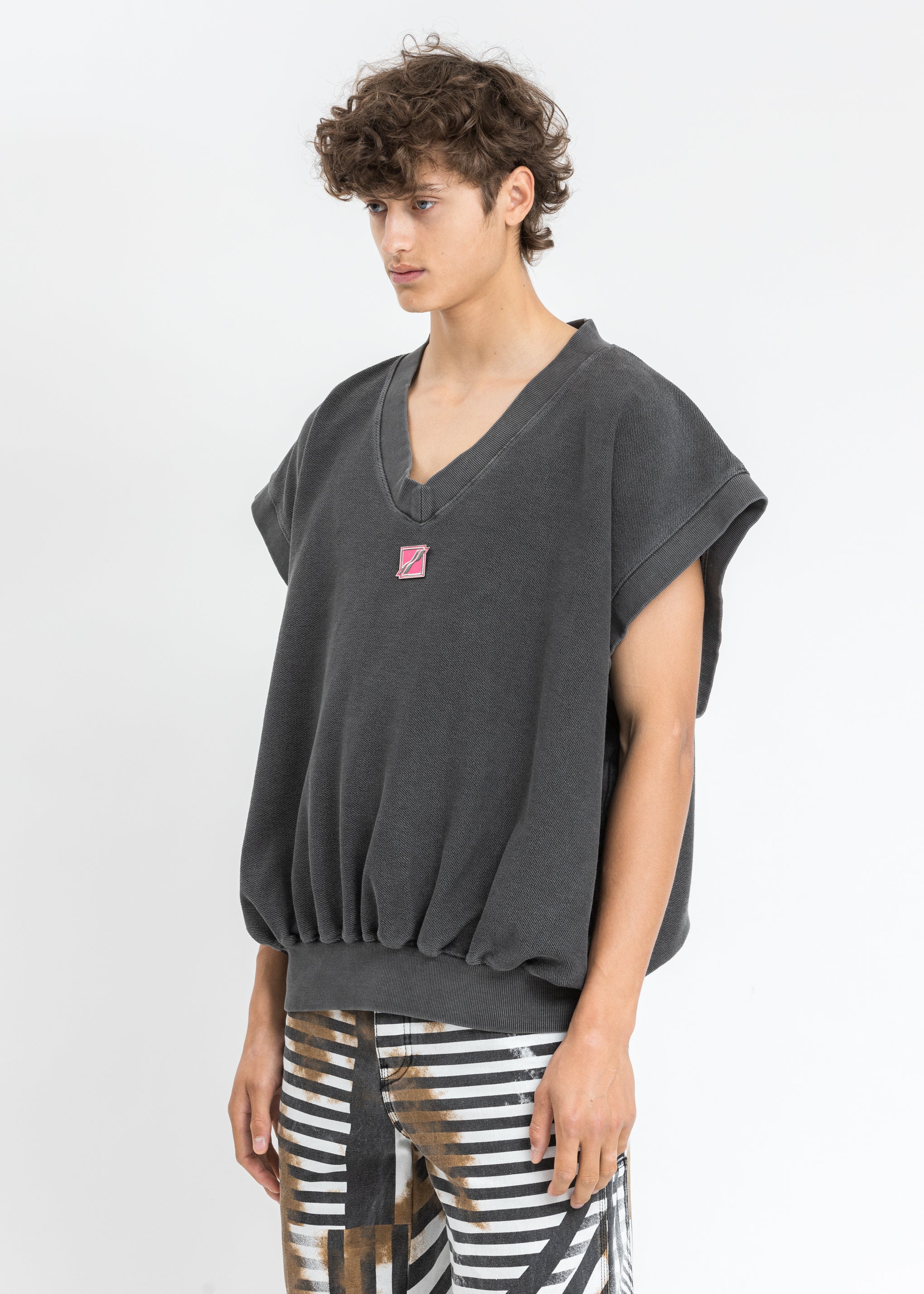 Charcoal Metal Logo Oversize Vest - Image 3