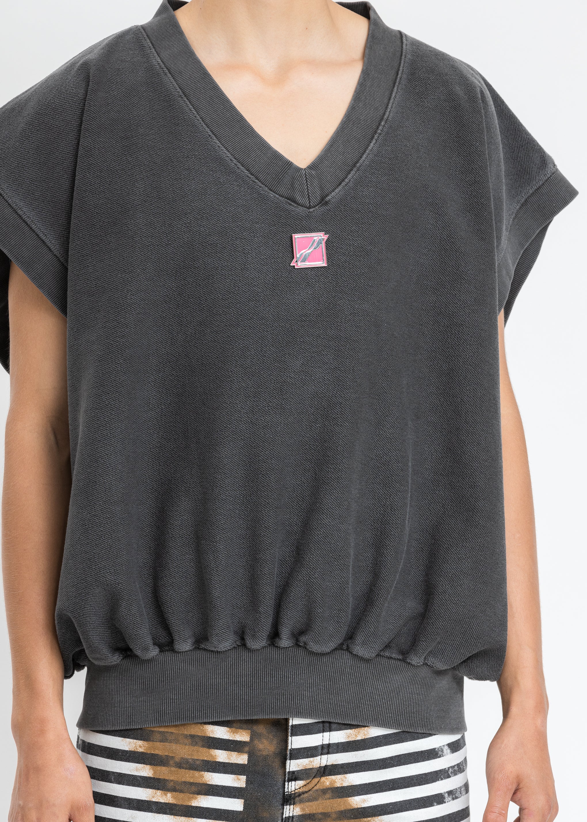 Charcoal Metal Logo Oversize Vest - Image 4