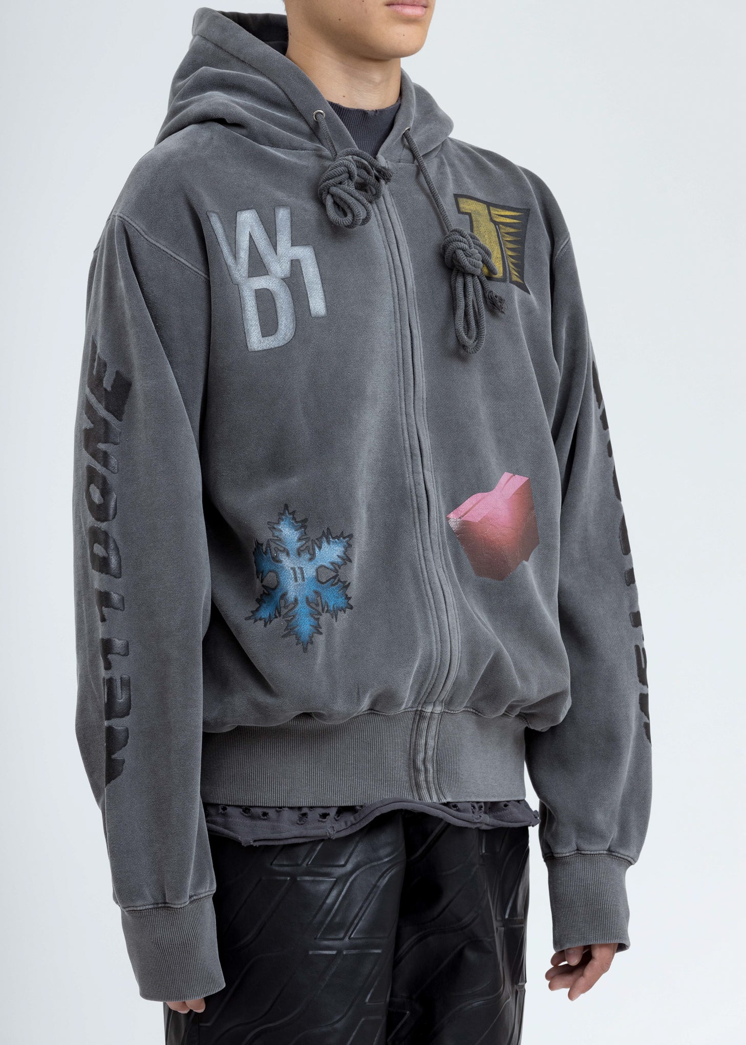 Charcoal Multi Logo Zip-Up Hoodie - Image 2