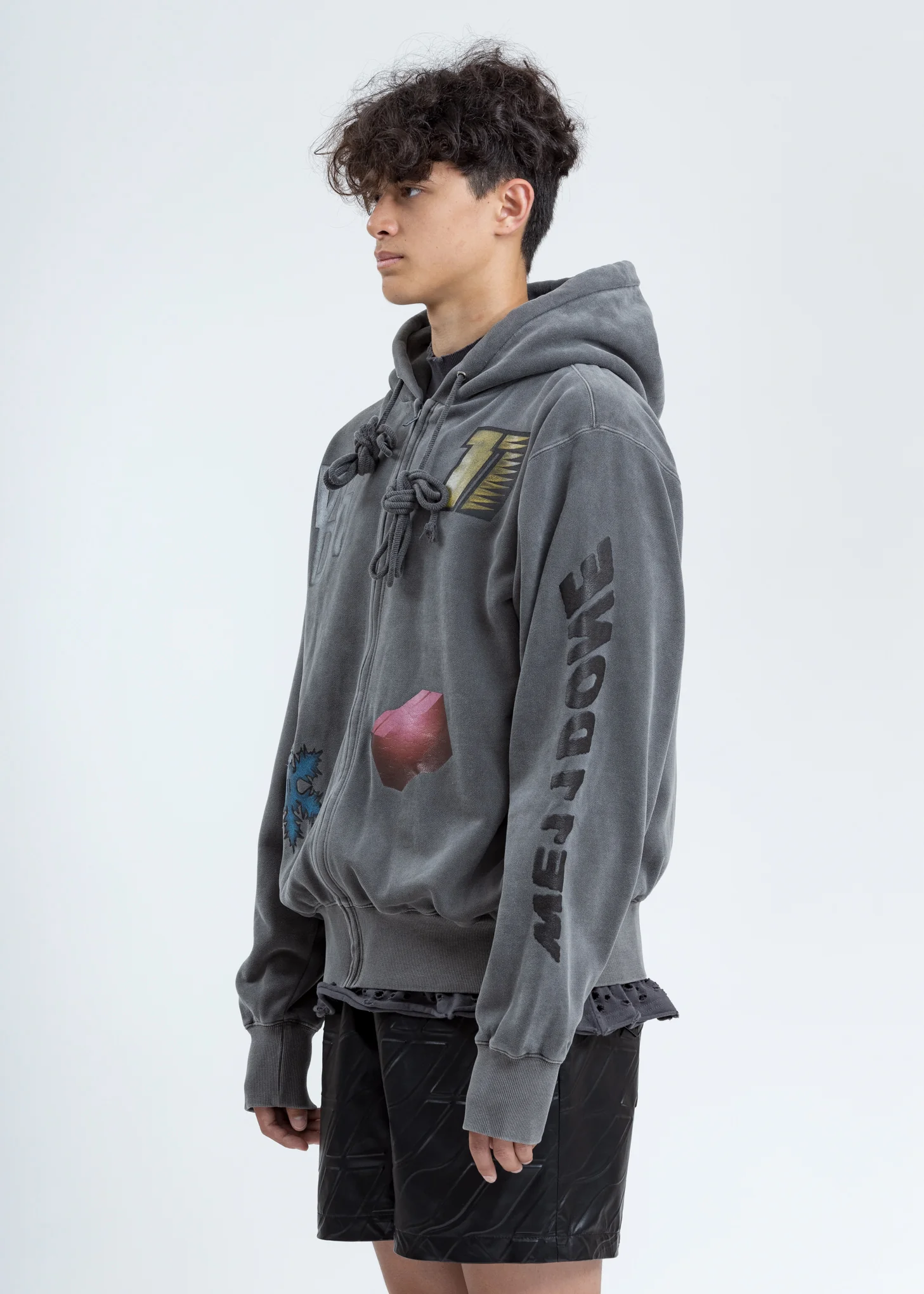 Charcoal Multi Logo Zip-Up Hoodie - Image 3