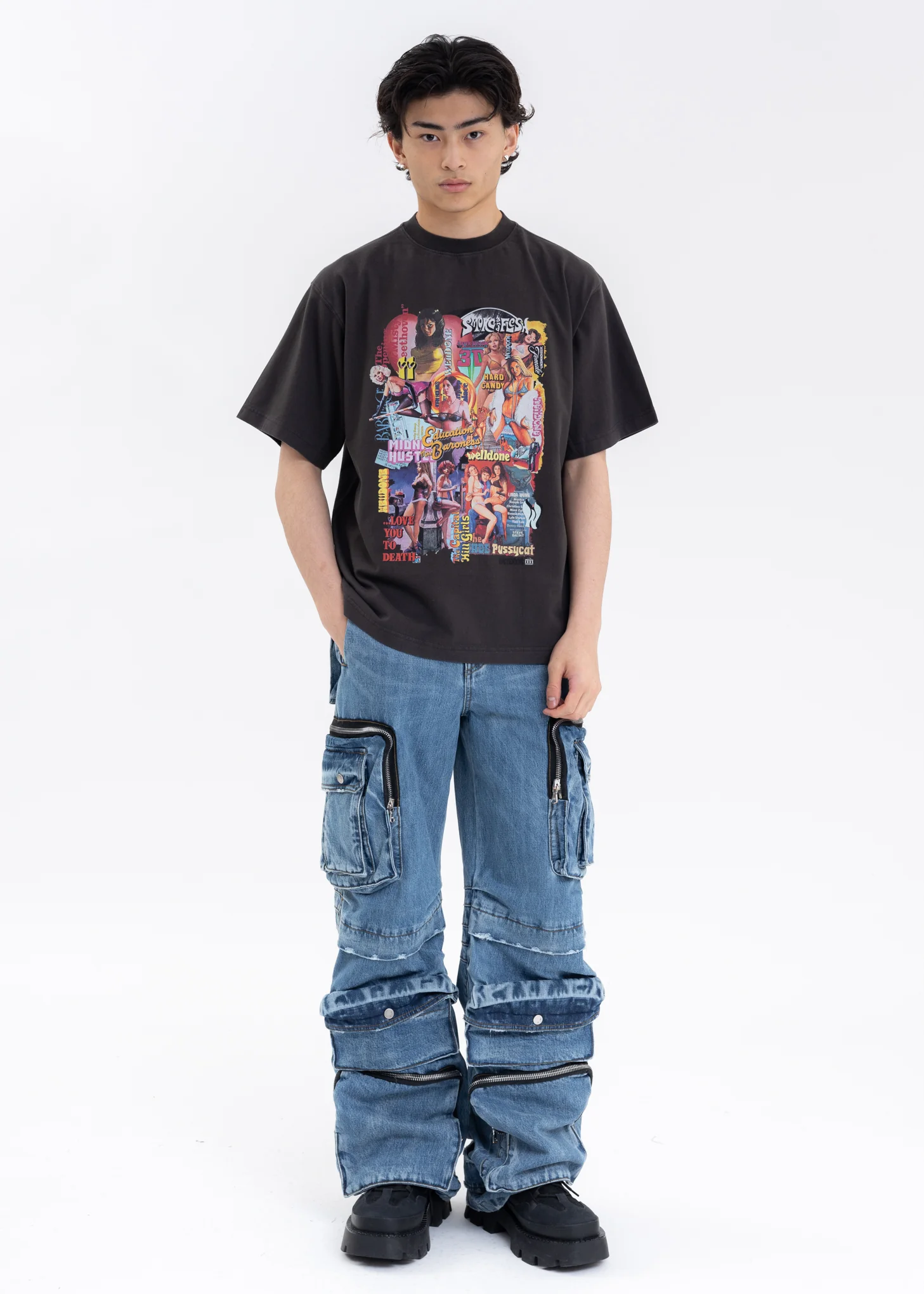 Charcoal New Movie Collage T-Shirt - Image 5
